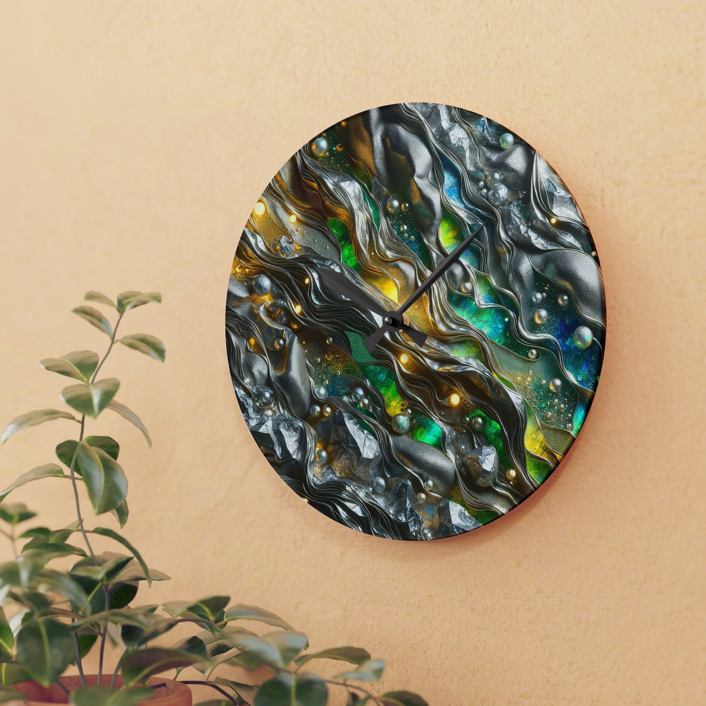 Acrylic Wall Clock - Chromatic Ribbons ©2024