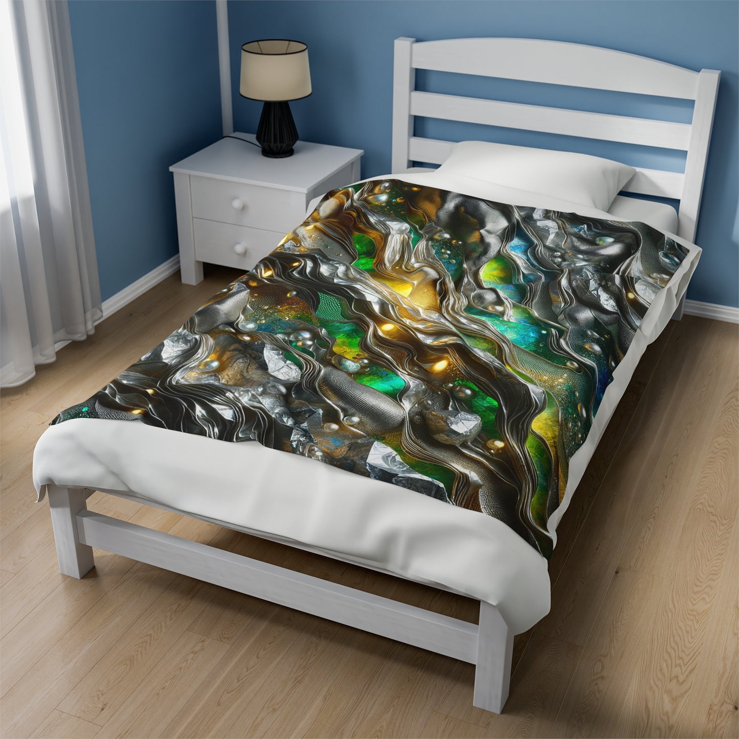 Velveteen Plush Blanket - Chromatic Ribbons ©2024