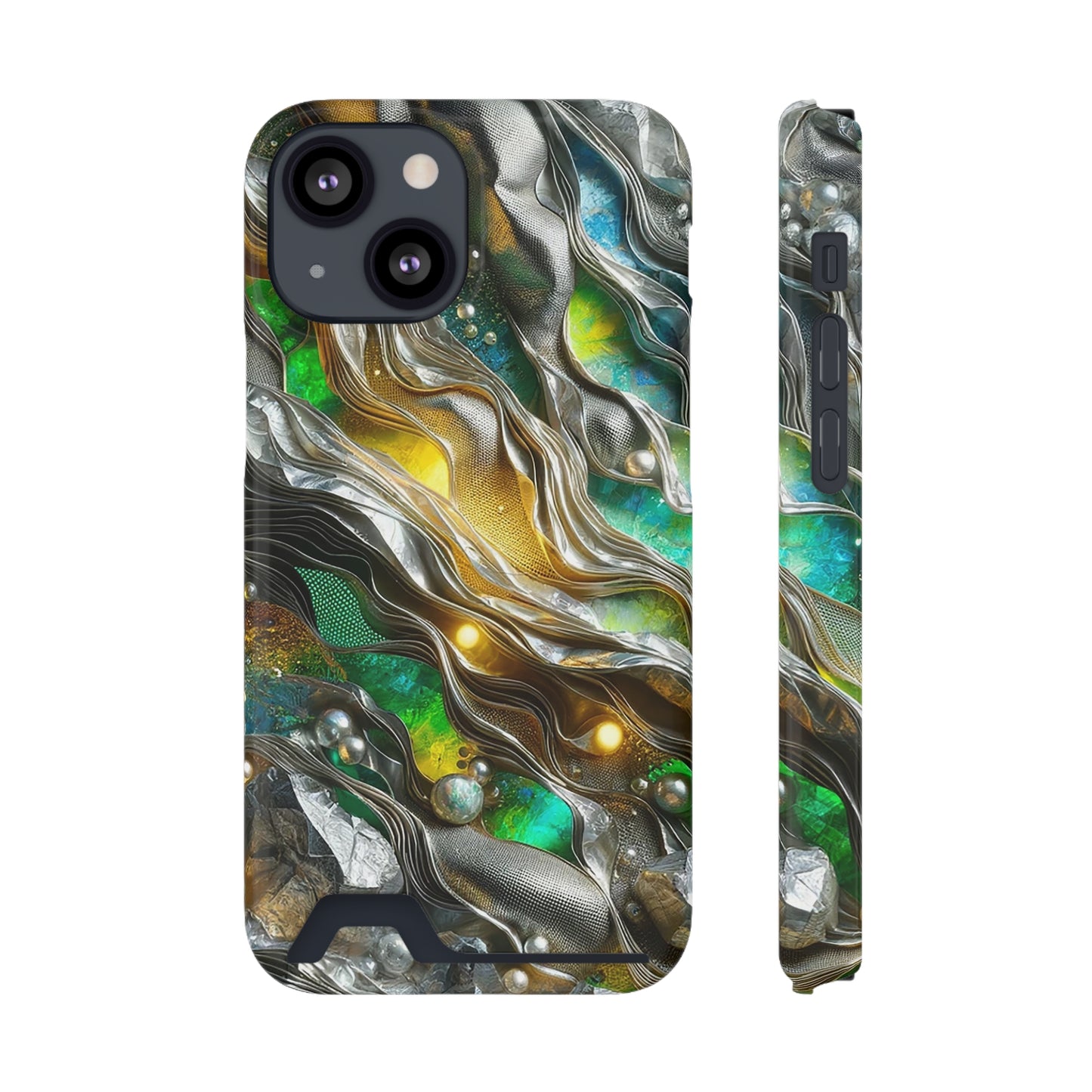 Phone Case with Card Holder - Chromatic Ribbons ©2024