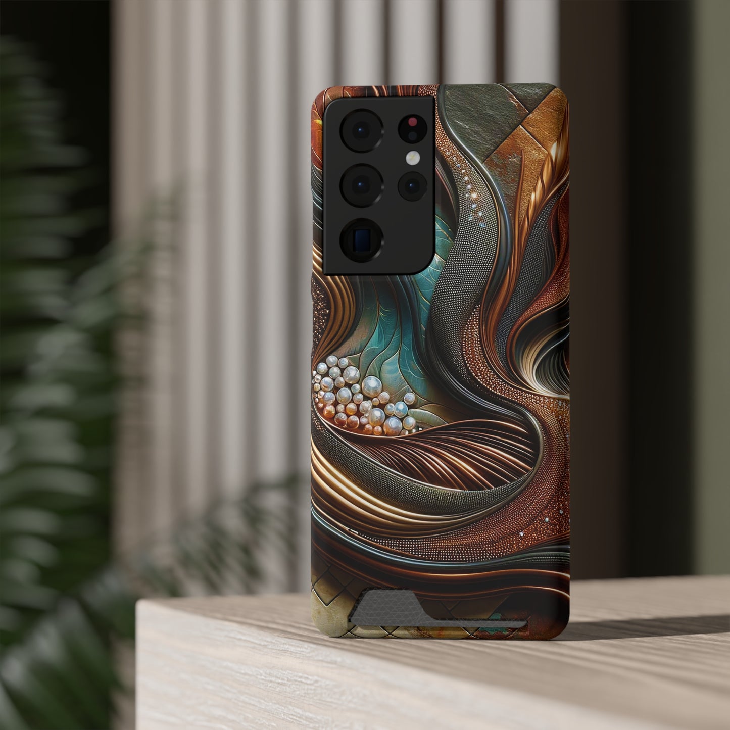 Phone Case with Card Holder - Opulent Whispers ©2024