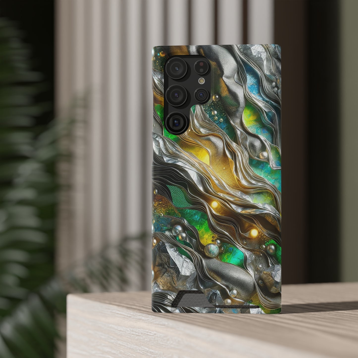 Phone Case with Card Holder - Chromatic Ribbons ©2024