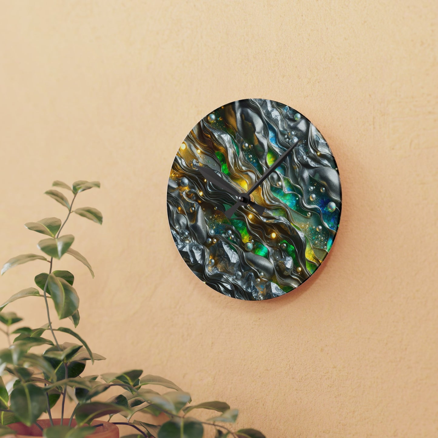 Acrylic Wall Clock - Chromatic Ribbons ©2024