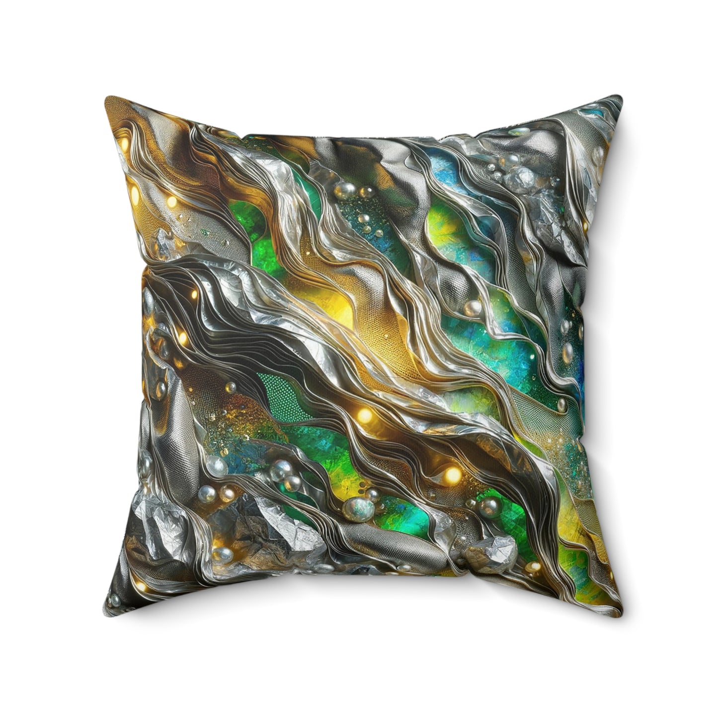 Spun Polyester Square Pillow - Chromatic Ribbons ©2024