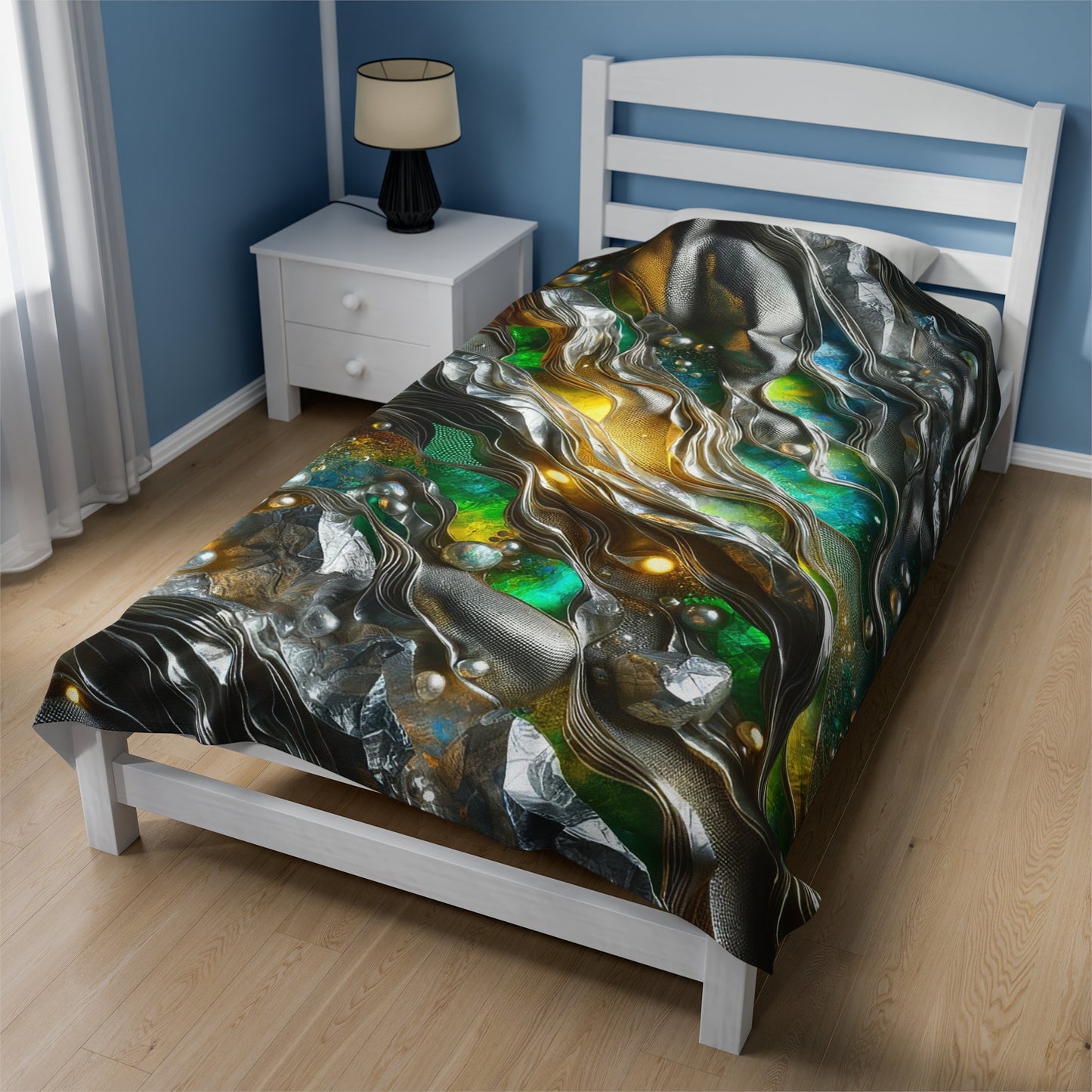Velveteen Plush Blanket - Chromatic Ribbons ©2024
