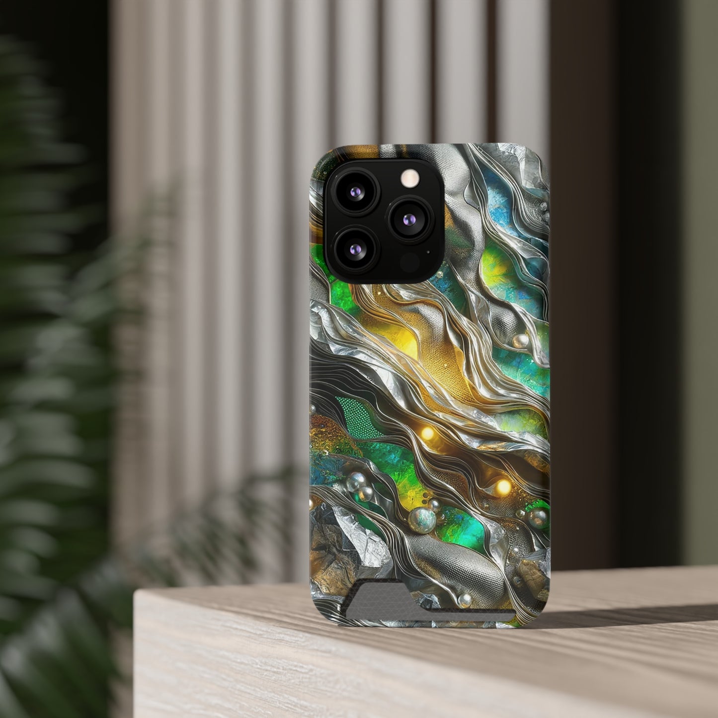 Phone Case with Card Holder - Chromatic Ribbons ©2024