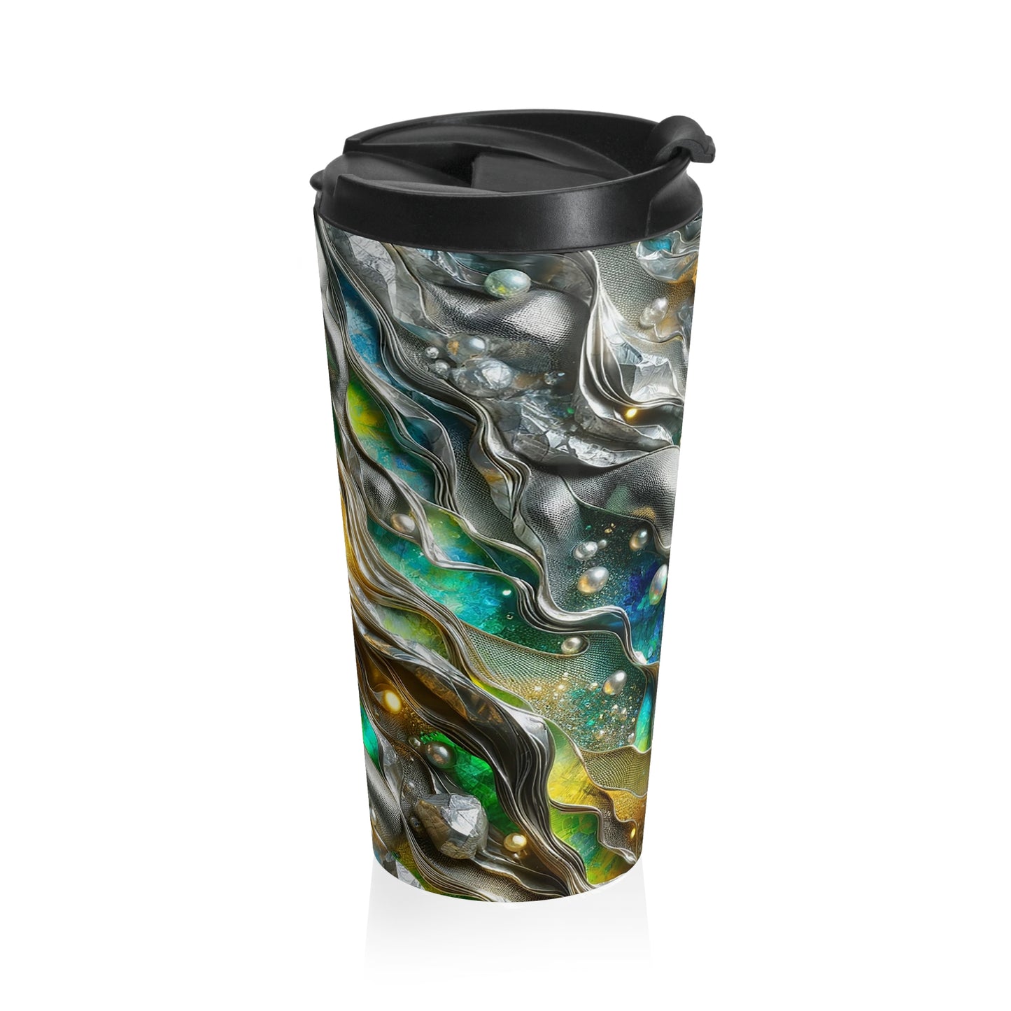 Stainless Steel Travel Mug - Chromatic Ribbons ©2024