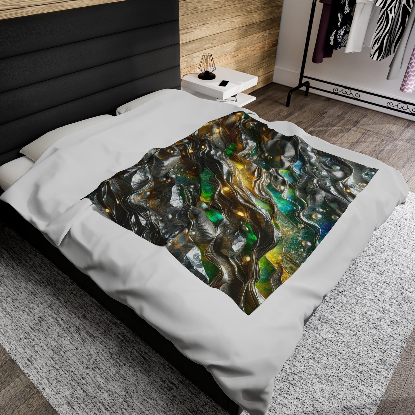 Velveteen Plush Blanket - Chromatic Ribbons ©2024