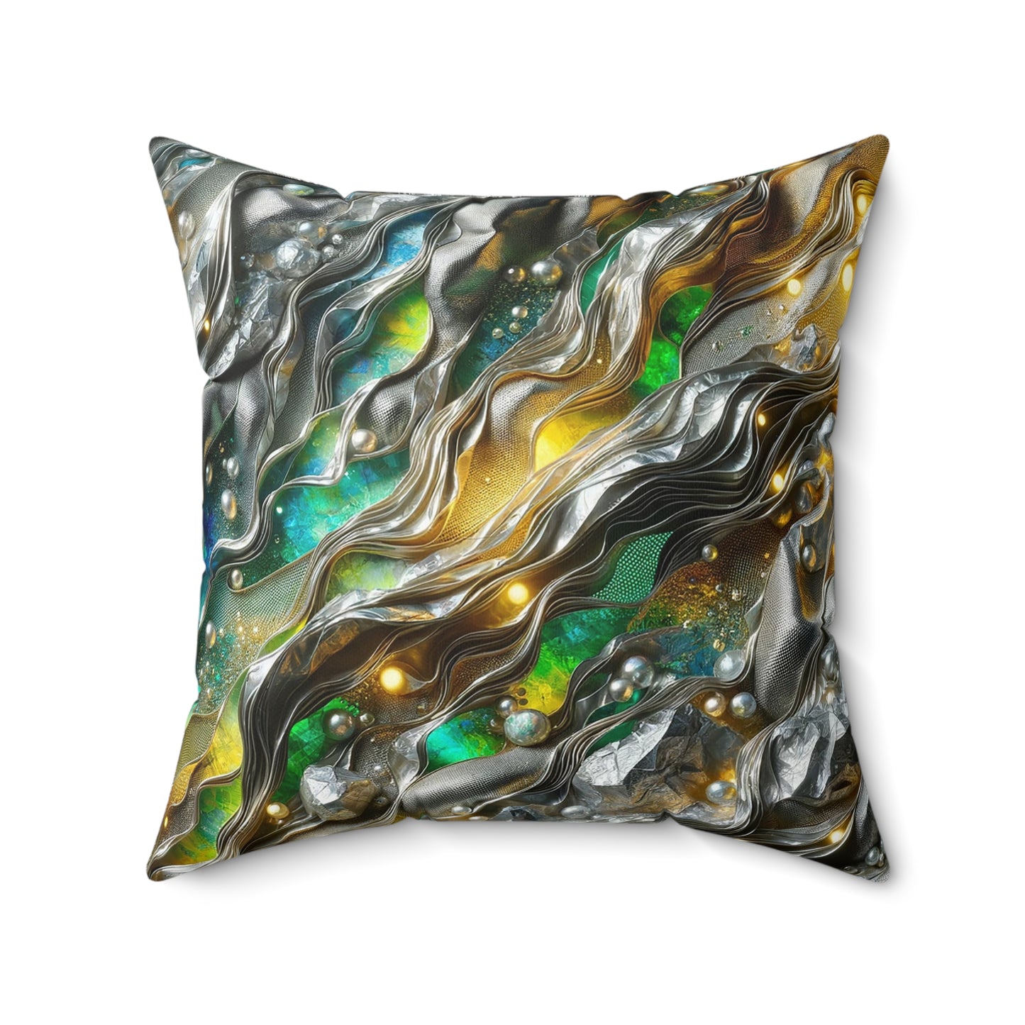 Spun Polyester Square Pillow - Chromatic Ribbons ©2024