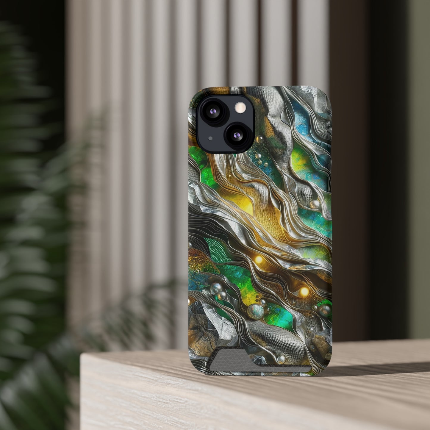 Phone Case with Card Holder - Chromatic Ribbons ©2024