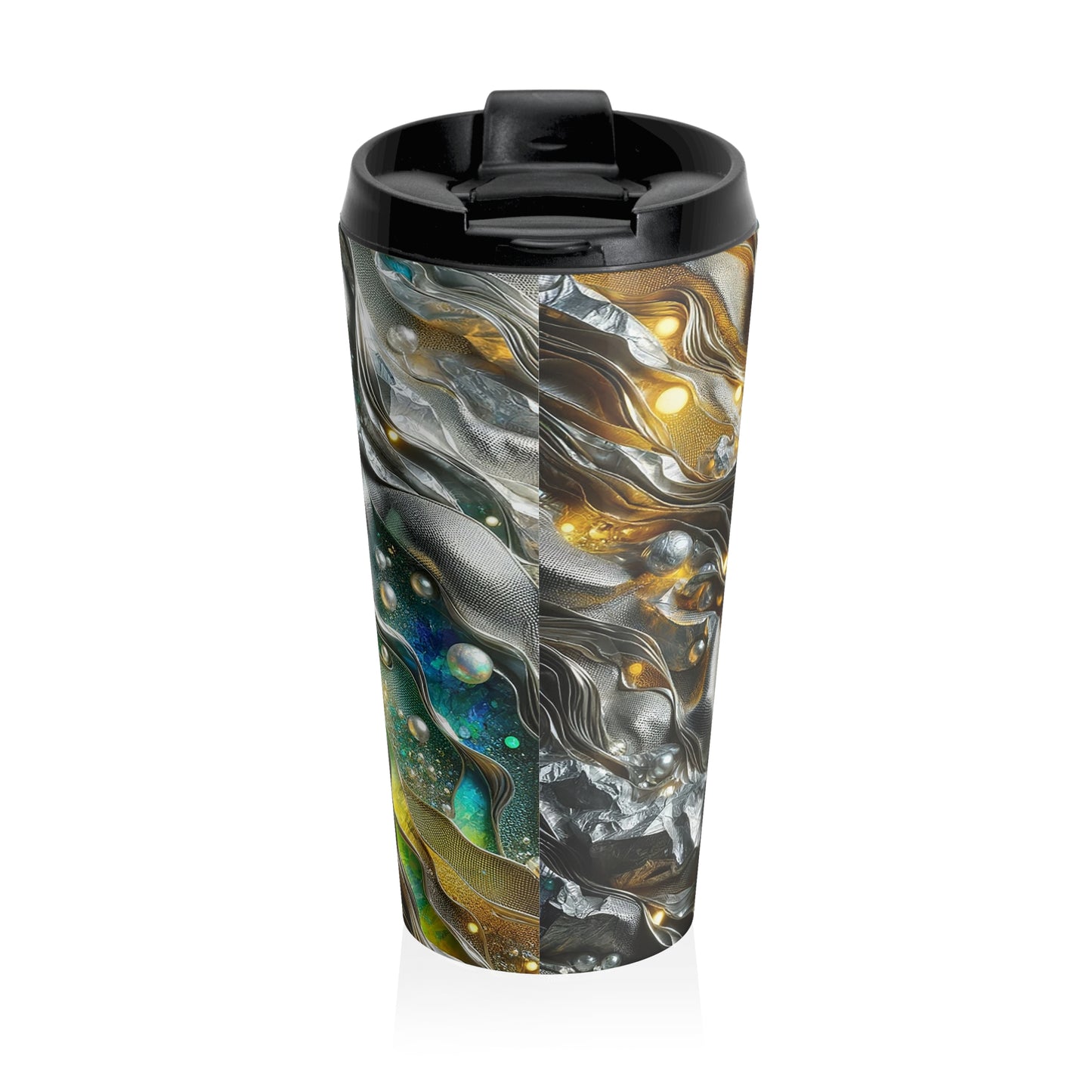 Stainless Steel Travel Mug - Chromatic Ribbons ©2024