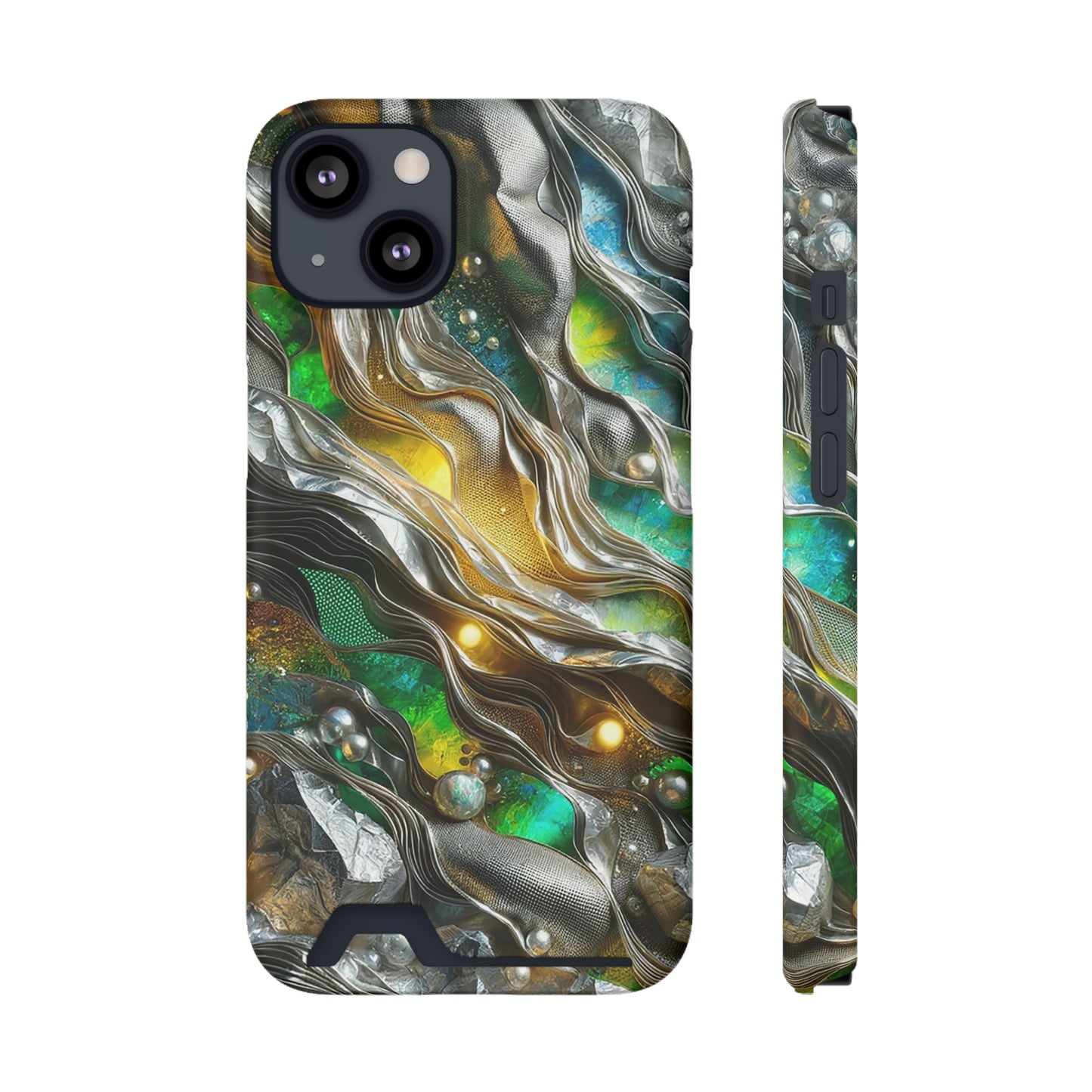 Phone Case with Card Holder - Chromatic Ribbons ©2024