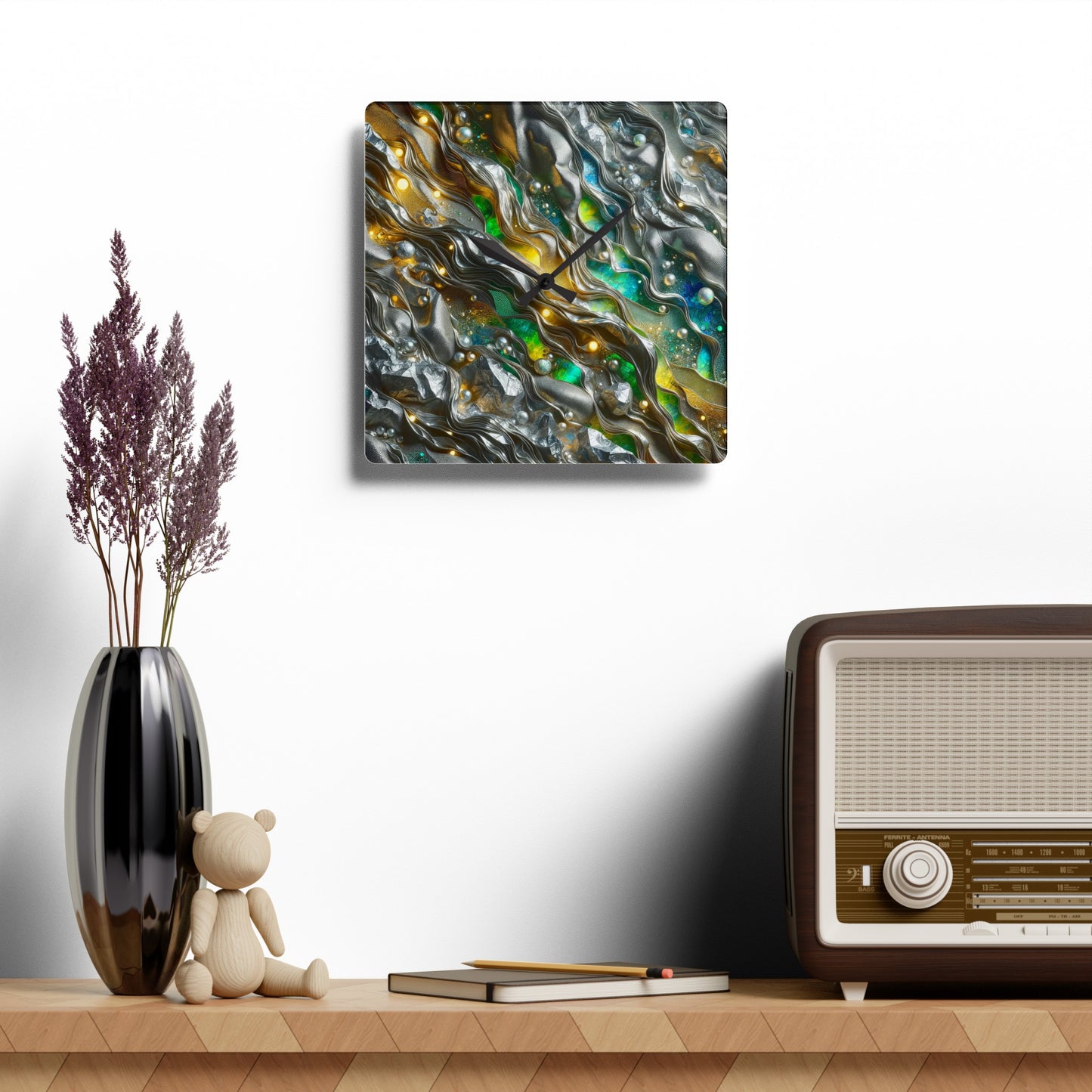 Acrylic Wall Clock - Chromatic Ribbons ©2024