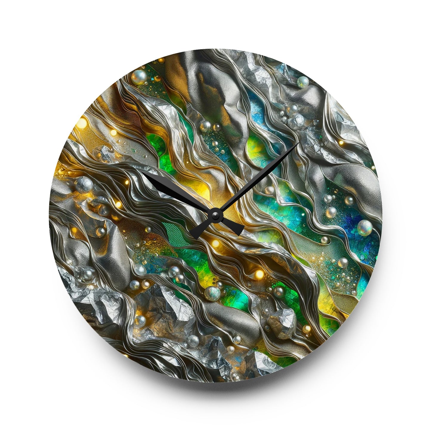 Acrylic Wall Clock - Chromatic Ribbons ©2024