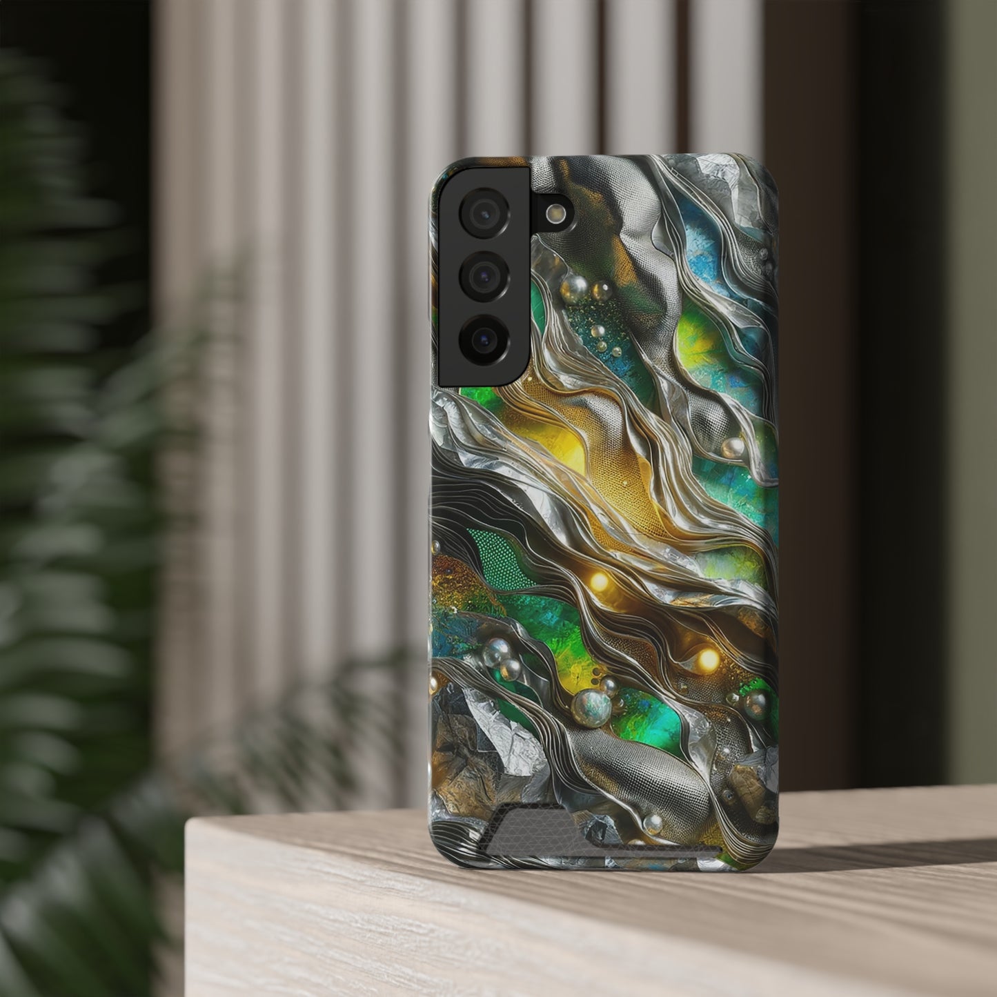 Phone Case with Card Holder - Chromatic Ribbons ©2024