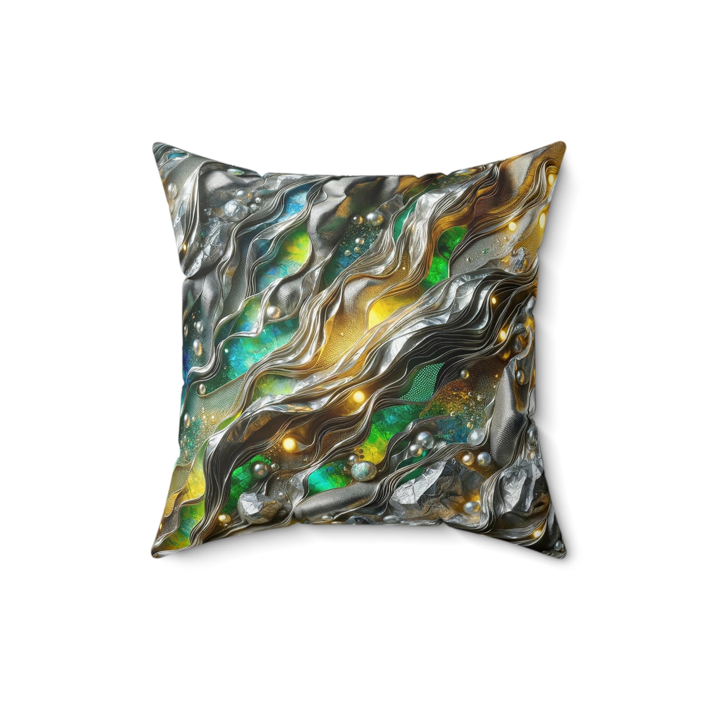 Spun Polyester Square Pillow - Chromatic Ribbons ©2024