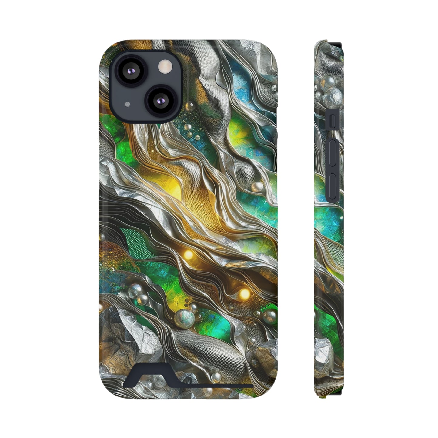 Phone Case with Card Holder - Chromatic Ribbons ©2024