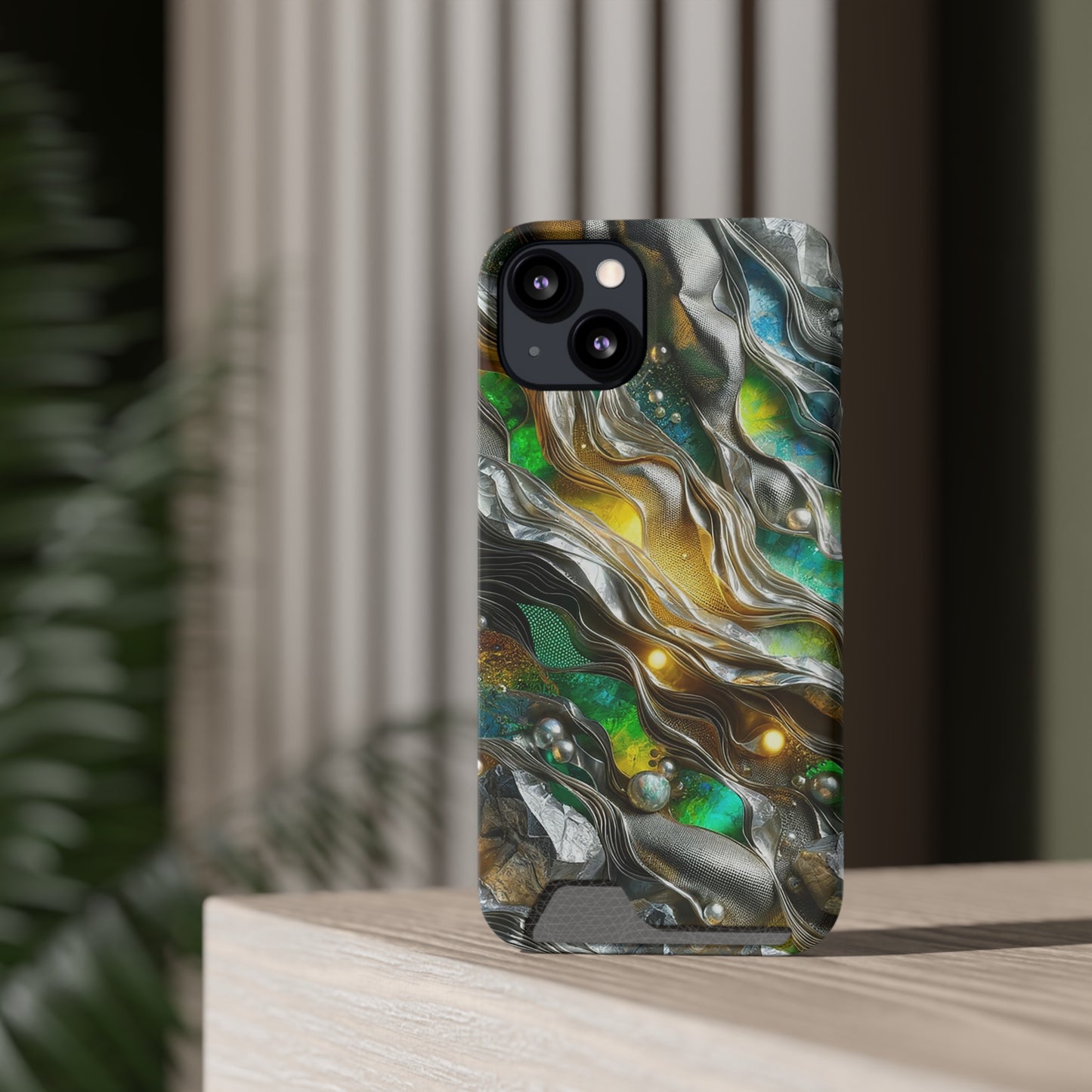 Phone Case with Card Holder - Chromatic Ribbons ©2024