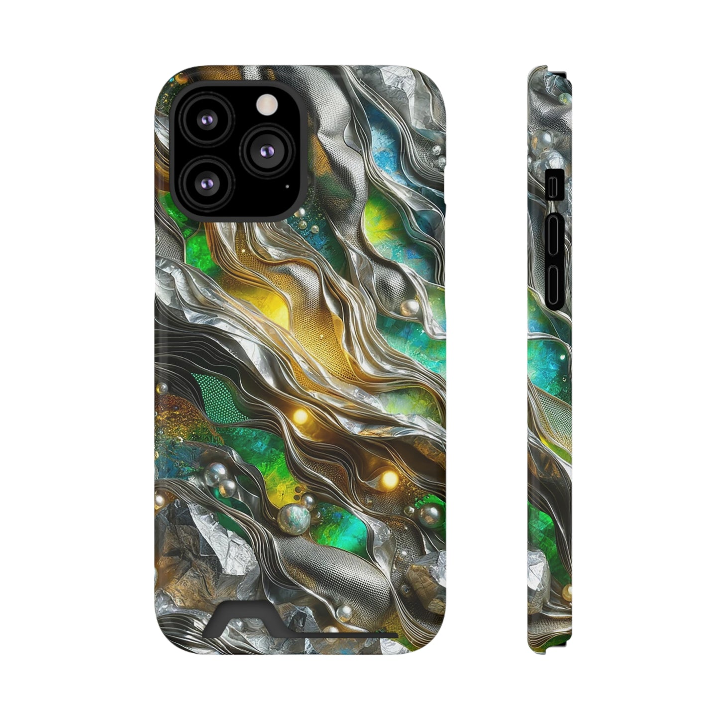 Phone Case with Card Holder - Chromatic Ribbons ©2024