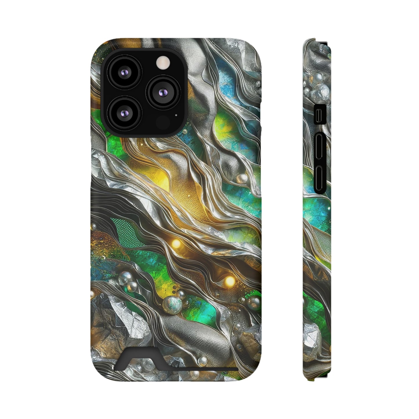 Phone Case with Card Holder - Chromatic Ribbons ©2024