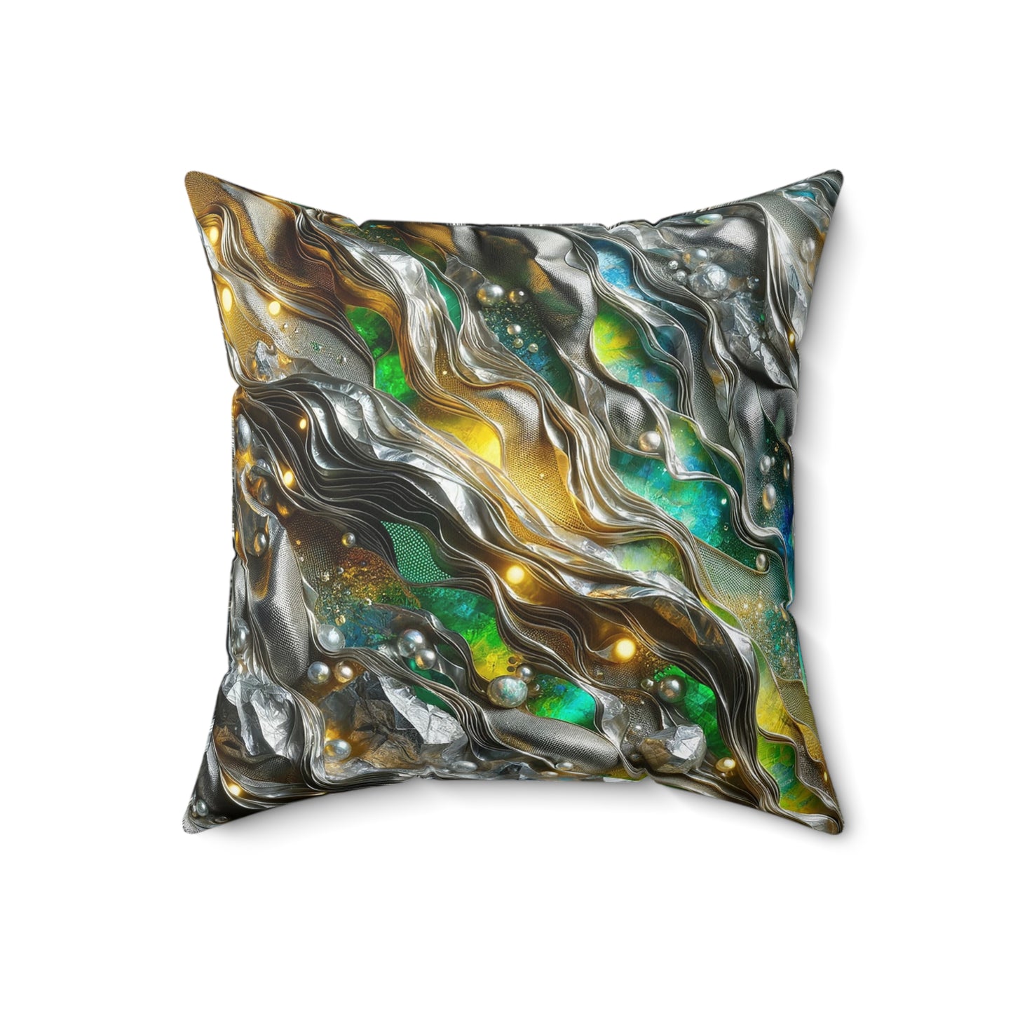 Spun Polyester Square Pillow - Chromatic Ribbons ©2024