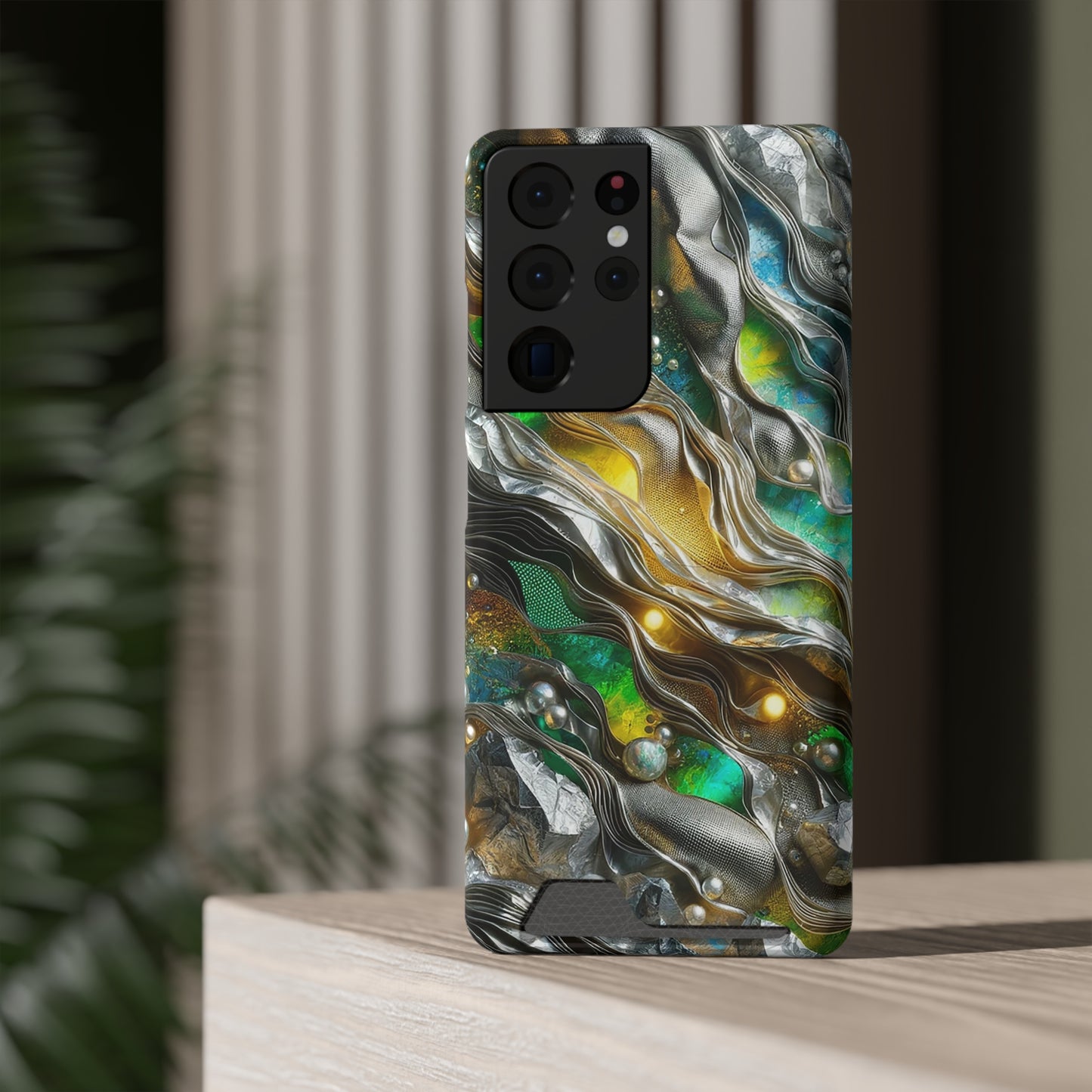Phone Case with Card Holder - Chromatic Ribbons ©2024