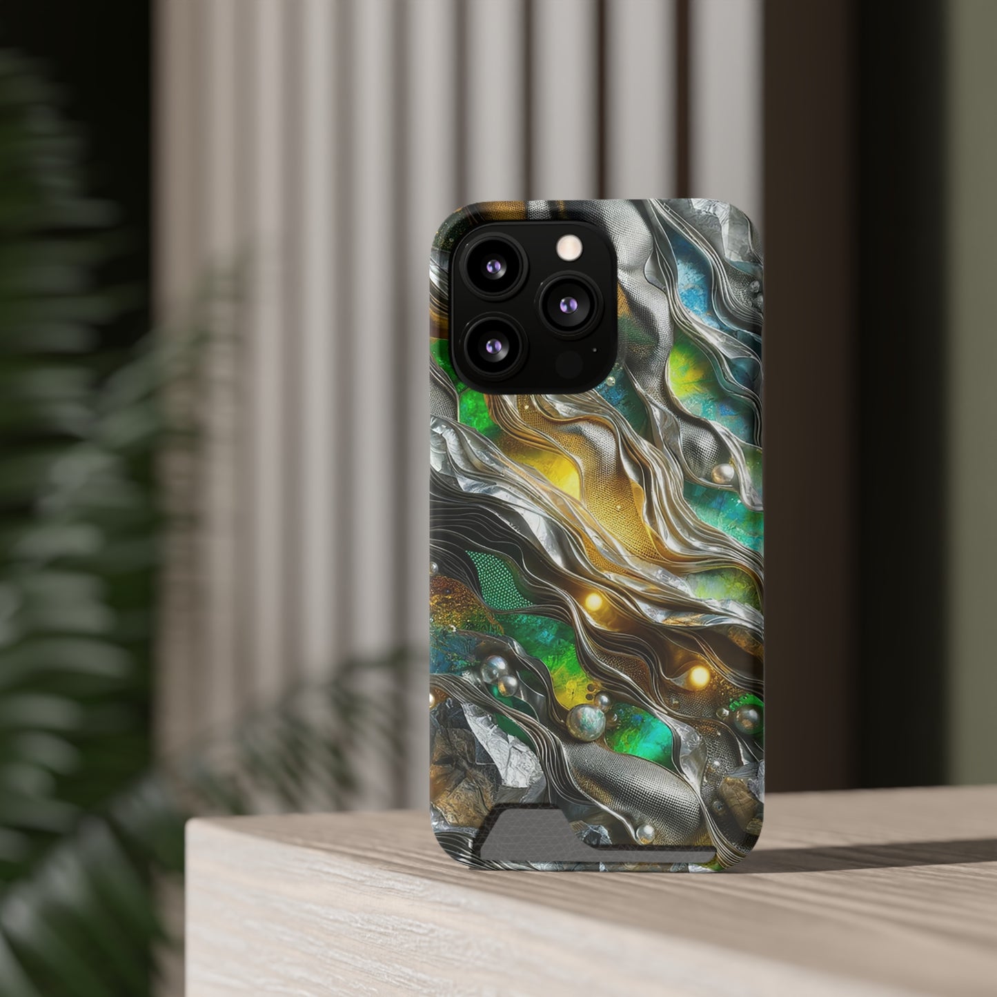 Phone Case with Card Holder - Chromatic Ribbons ©2024