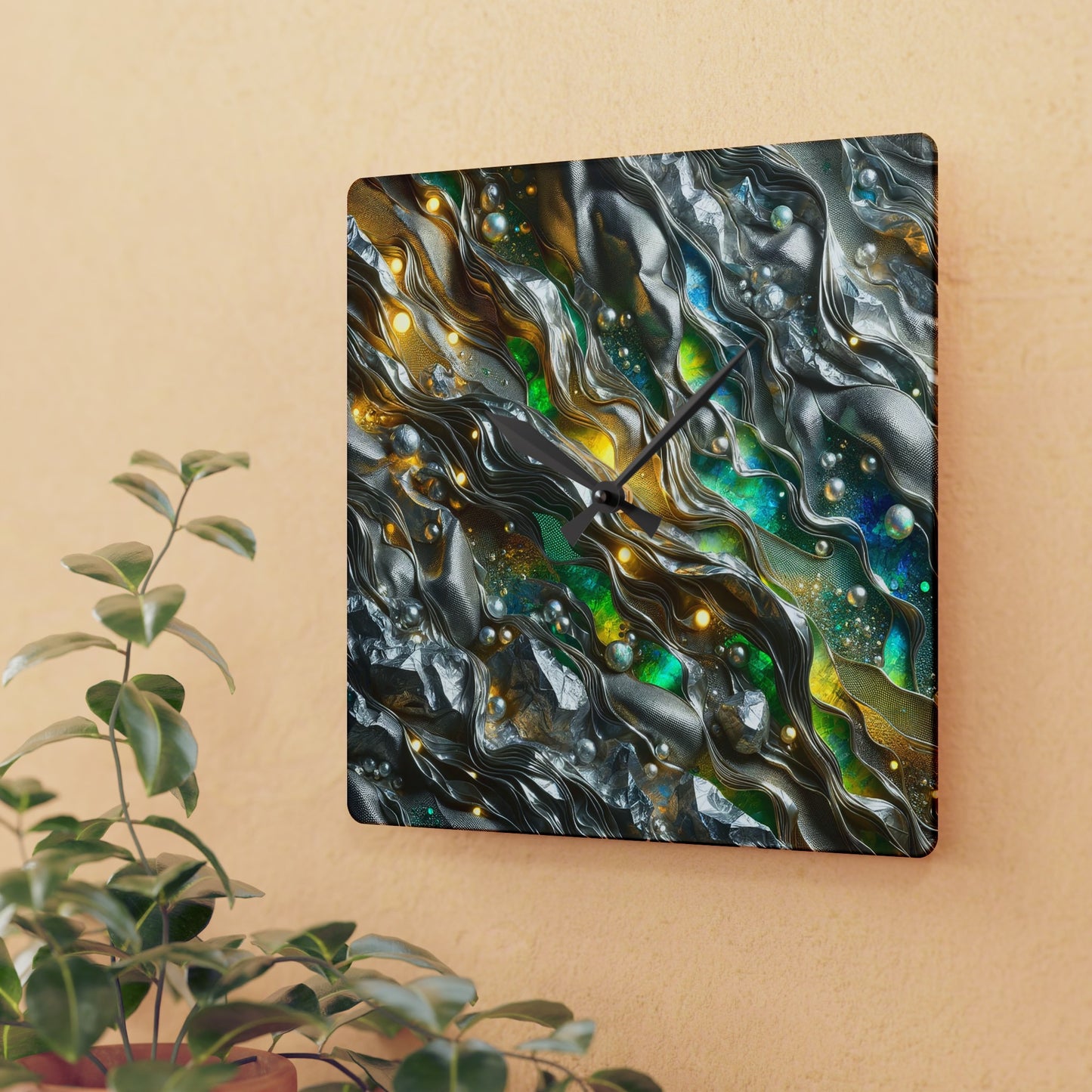 Acrylic Wall Clock - Chromatic Ribbons ©2024