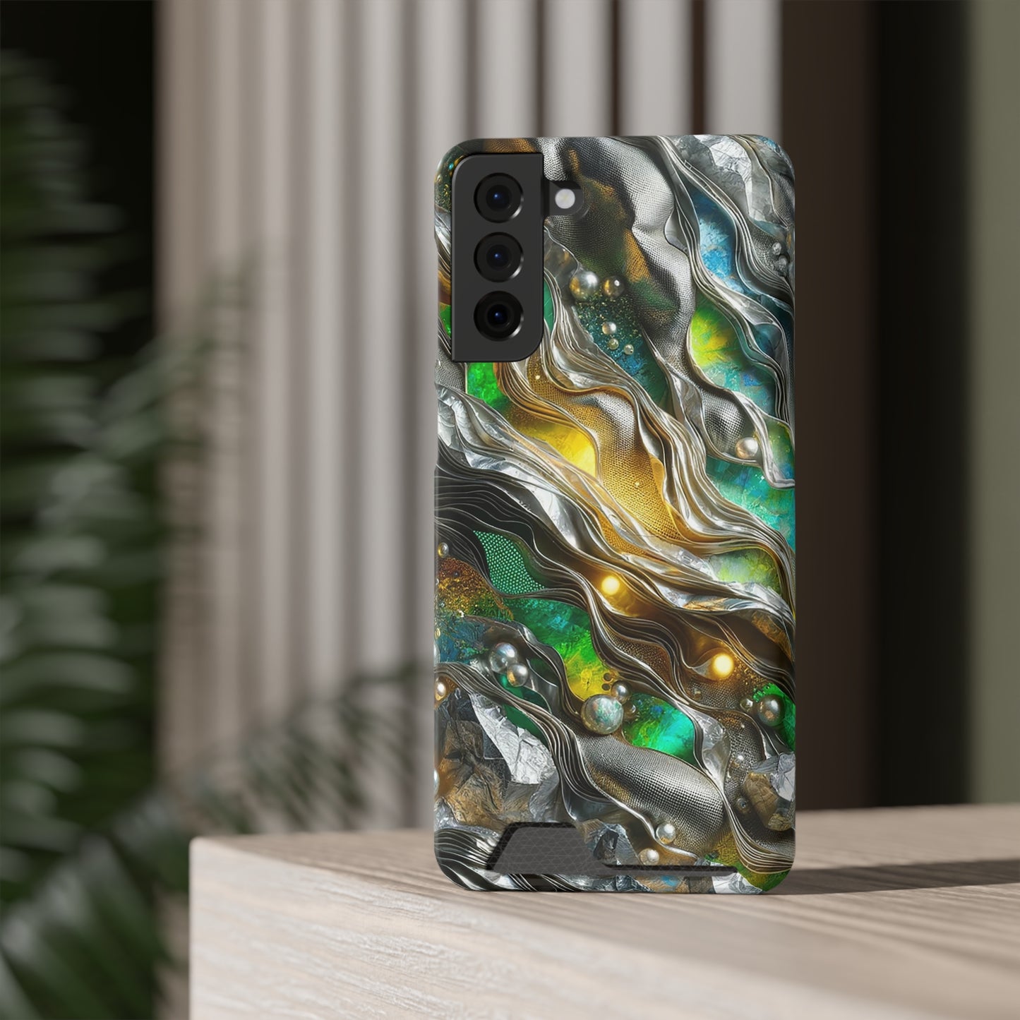 Phone Case with Card Holder - Chromatic Ribbons ©2024