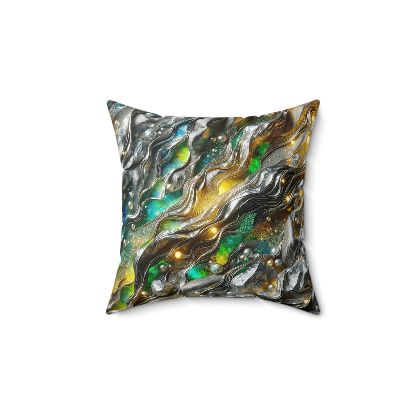 Spun Polyester Square Pillow - Chromatic Ribbons ©2024