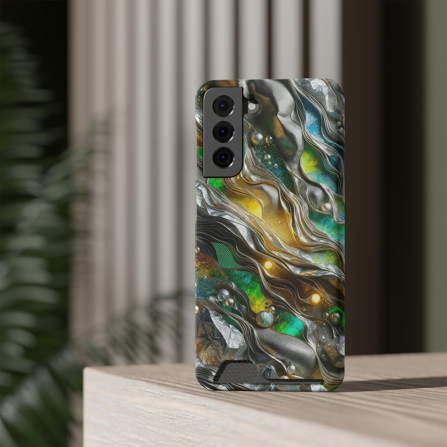 Phone Case with Card Holder - Chromatic Ribbons ©2024