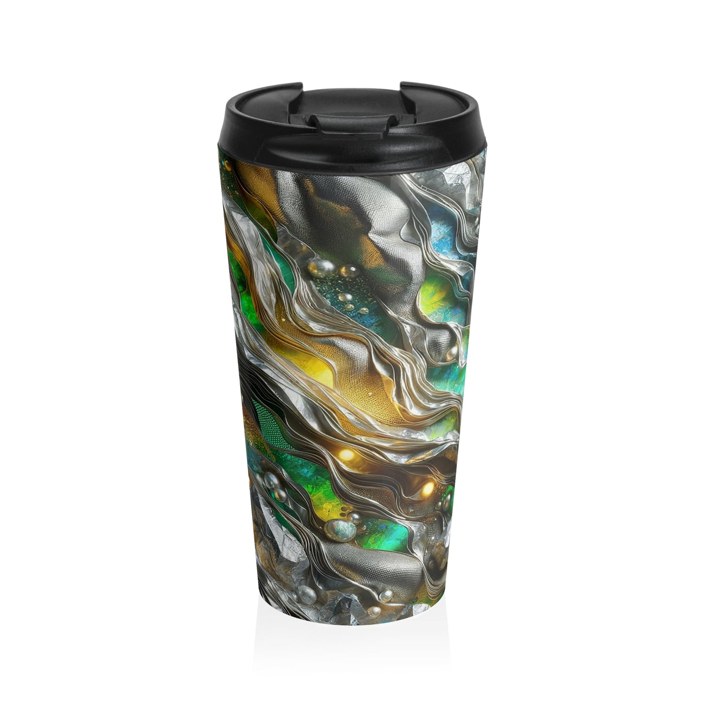 Stainless Steel Travel Mug - Chromatic Ribbons ©2024