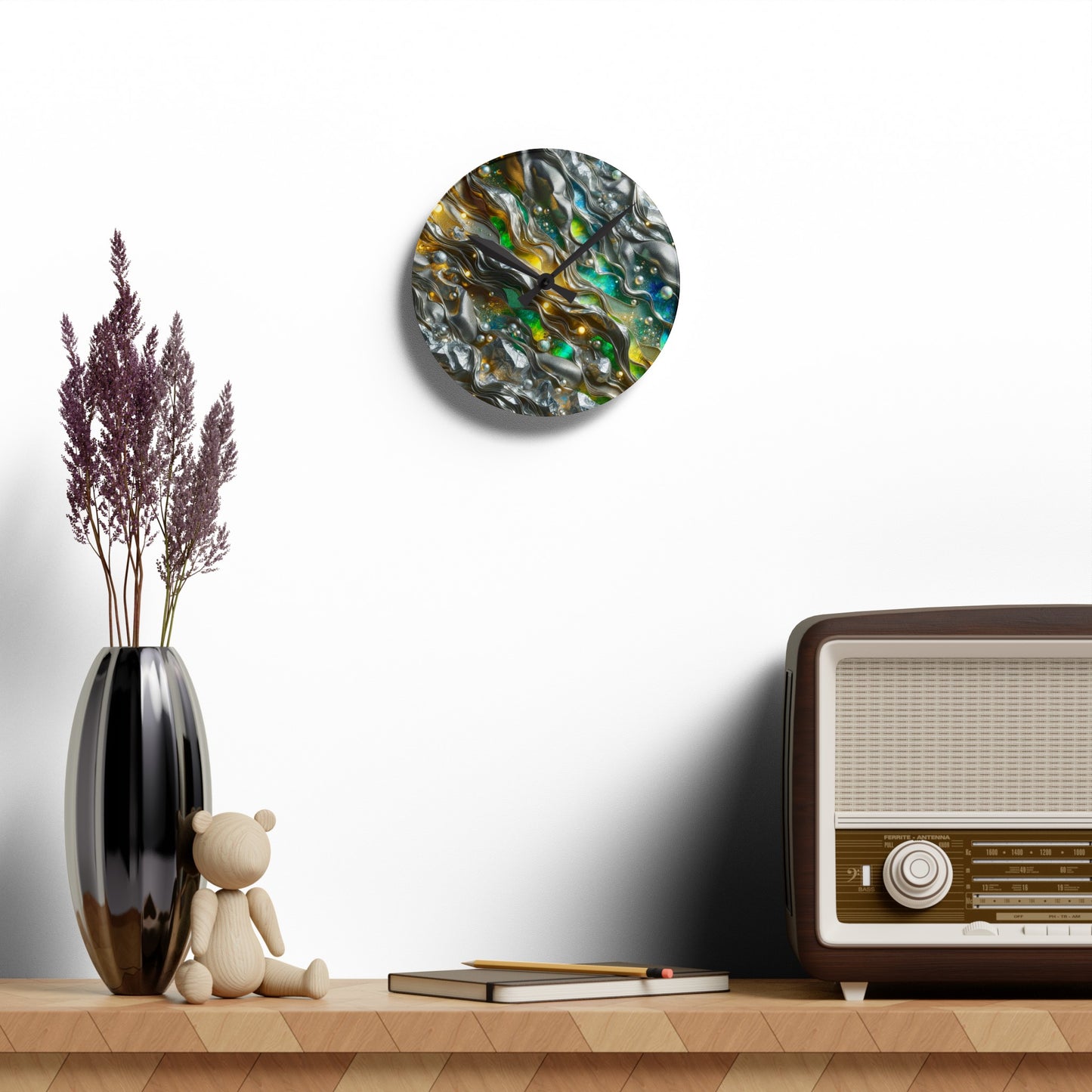 Acrylic Wall Clock - Chromatic Ribbons ©2024