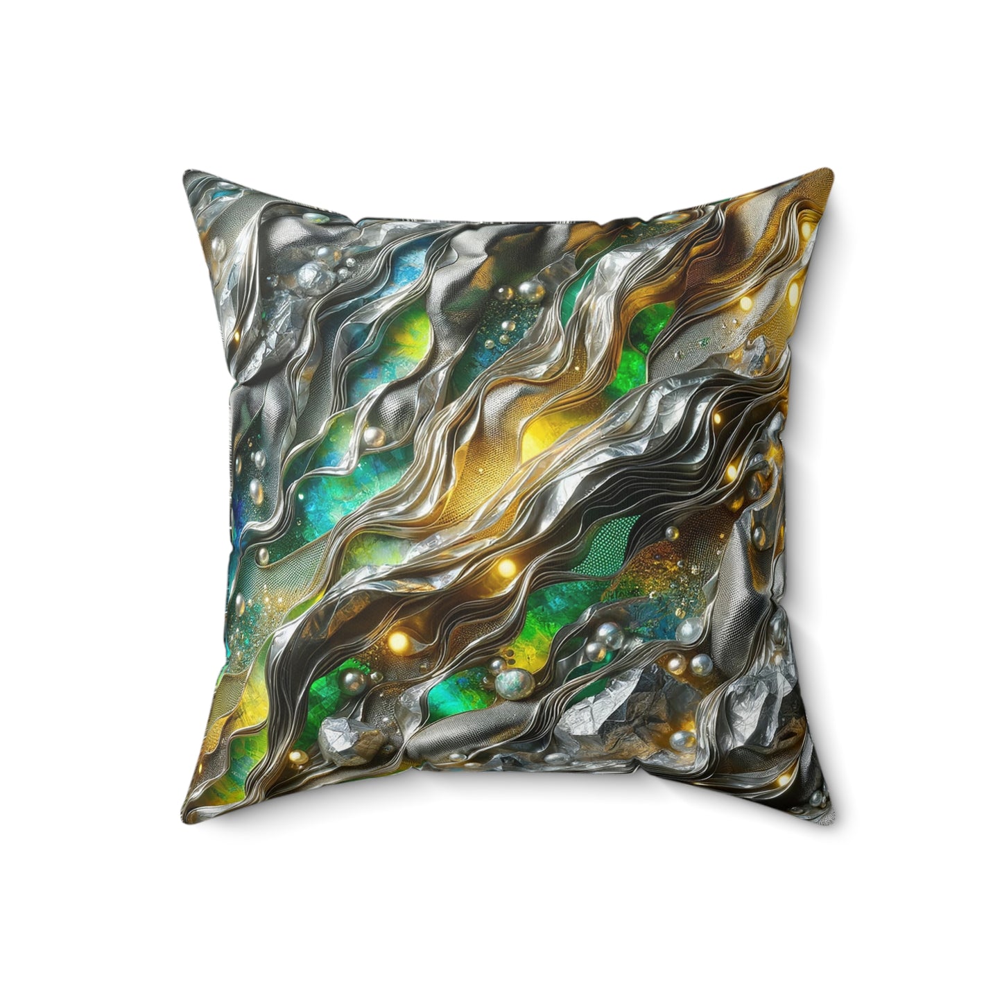 Spun Polyester Square Pillow - Chromatic Ribbons ©2024