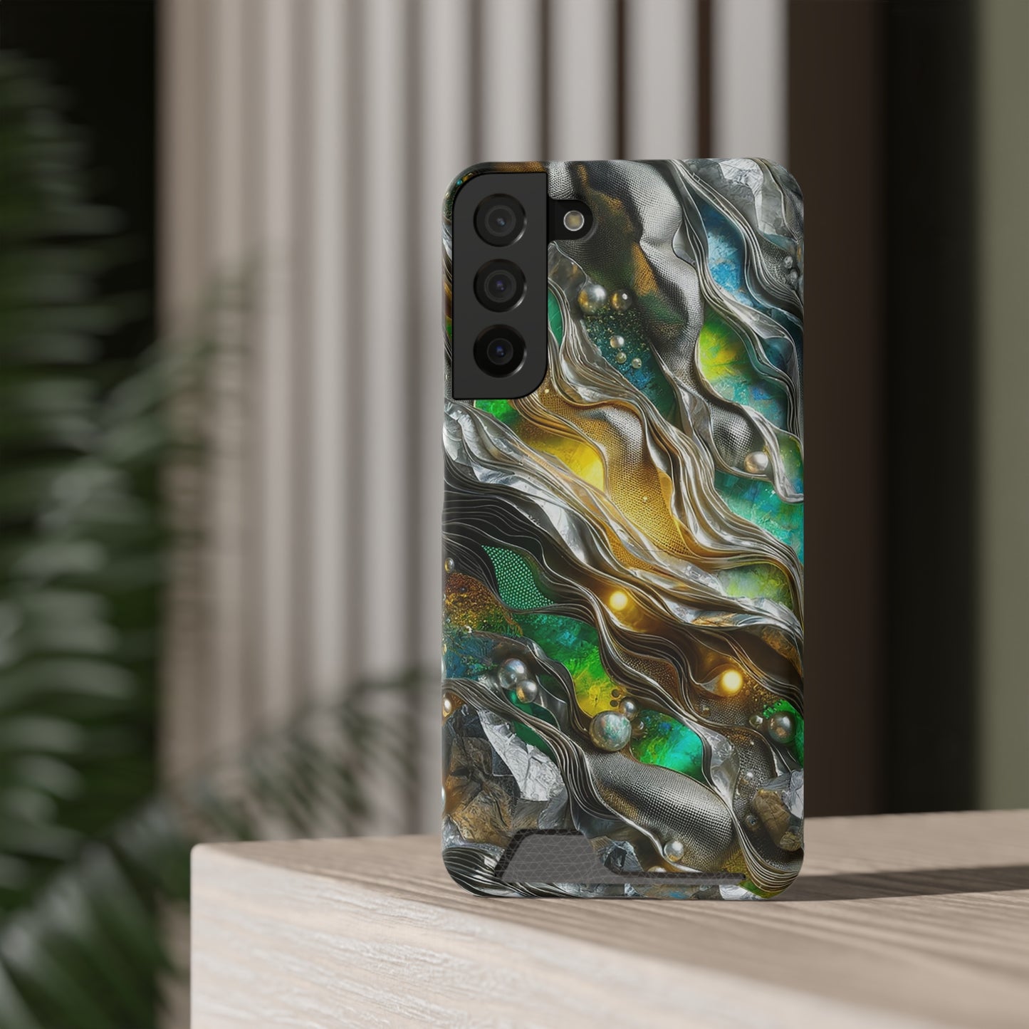 Phone Case with Card Holder - Chromatic Ribbons ©2024
