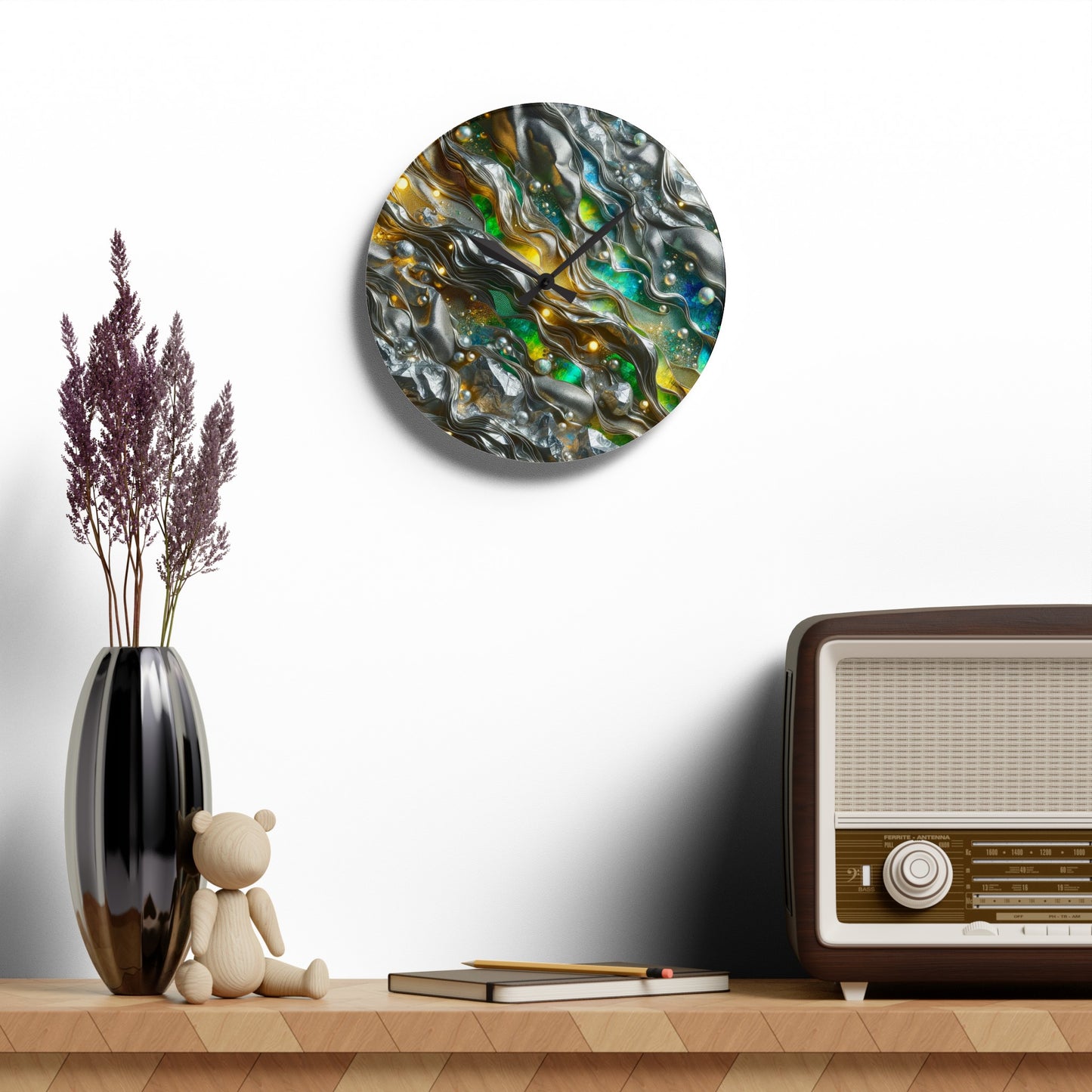 Acrylic Wall Clock - Chromatic Ribbons ©2024