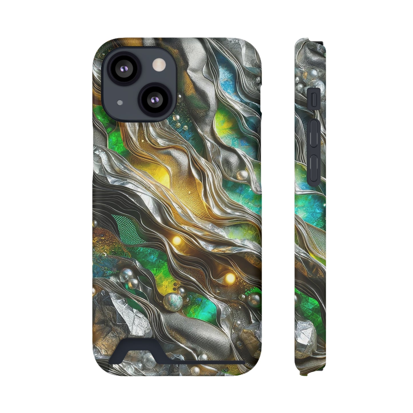 Phone Case with Card Holder - Chromatic Ribbons ©2024