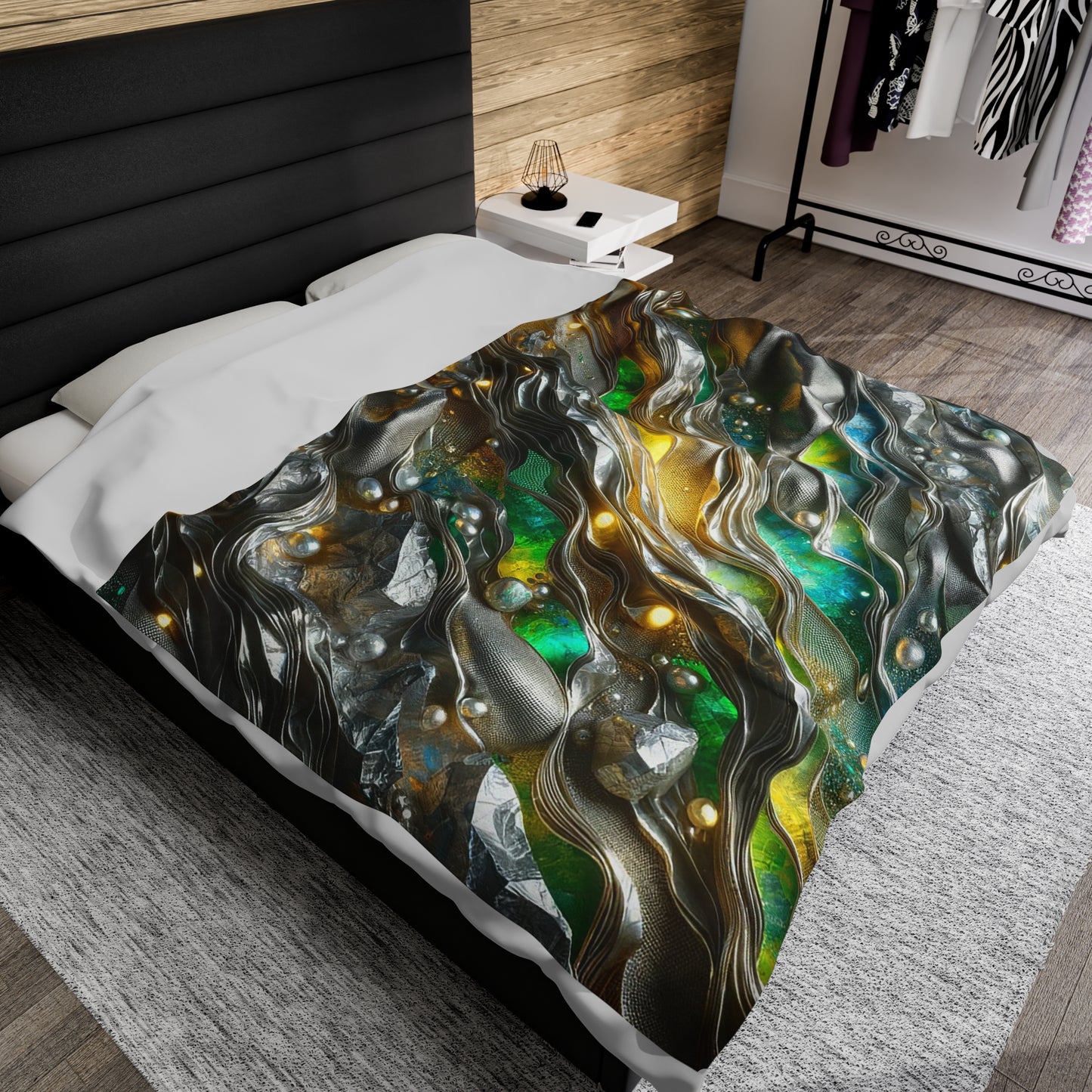 Velveteen Plush Blanket - Chromatic Ribbons ©2024