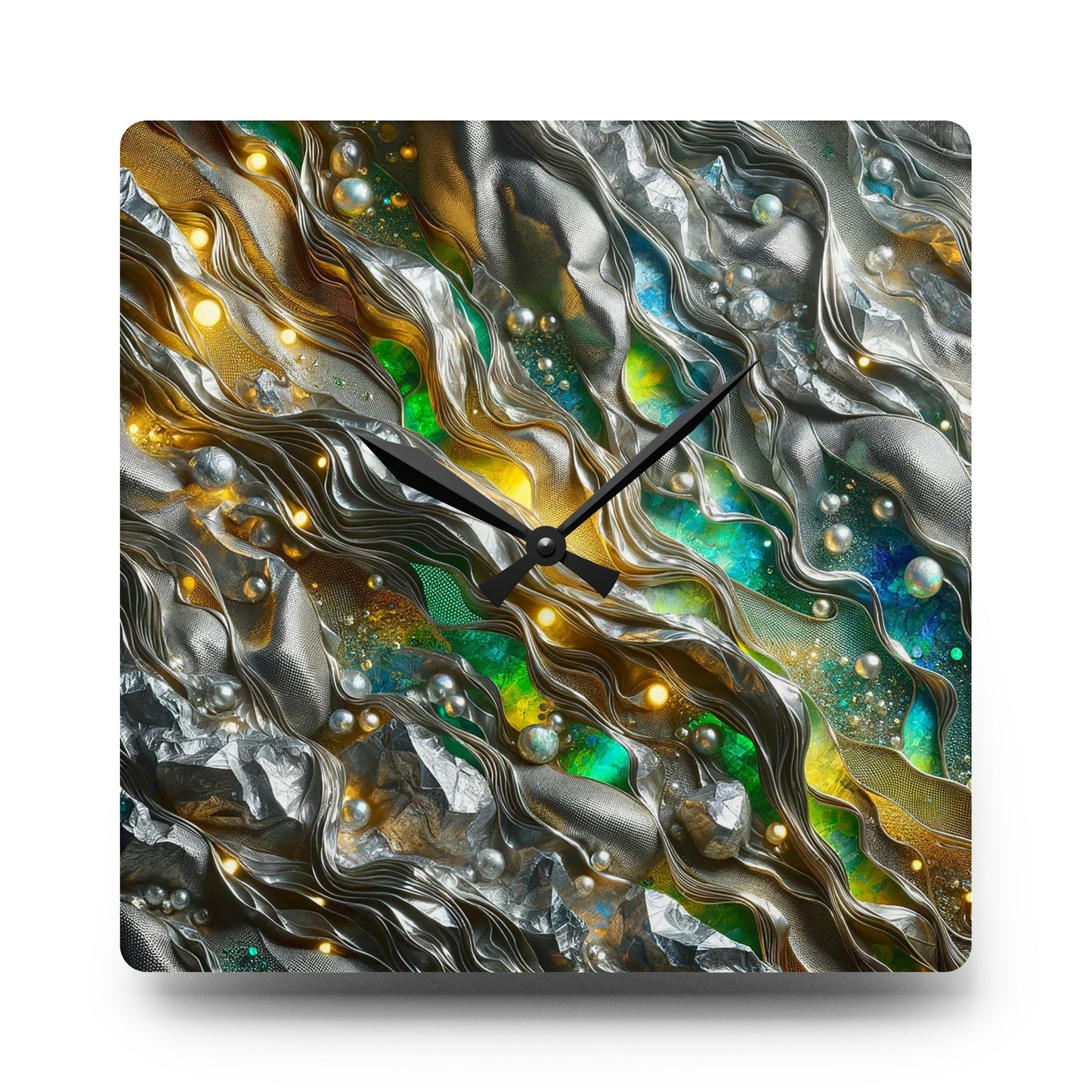 Acrylic Wall Clock - Chromatic Ribbons ©2024