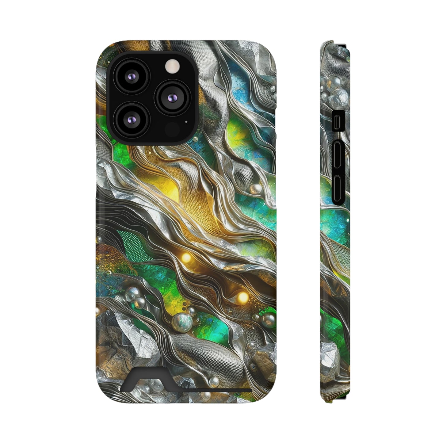 Phone Case with Card Holder - Chromatic Ribbons ©2024