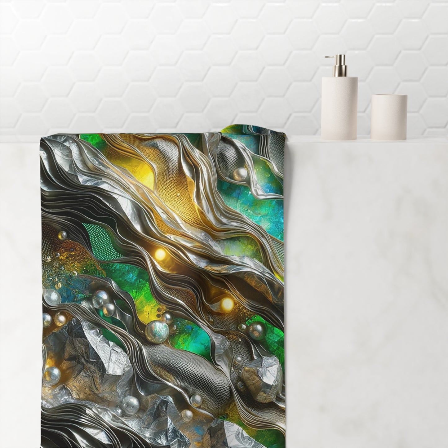 Mink-Cotton Towel - Chromatic Ribbons ©2024