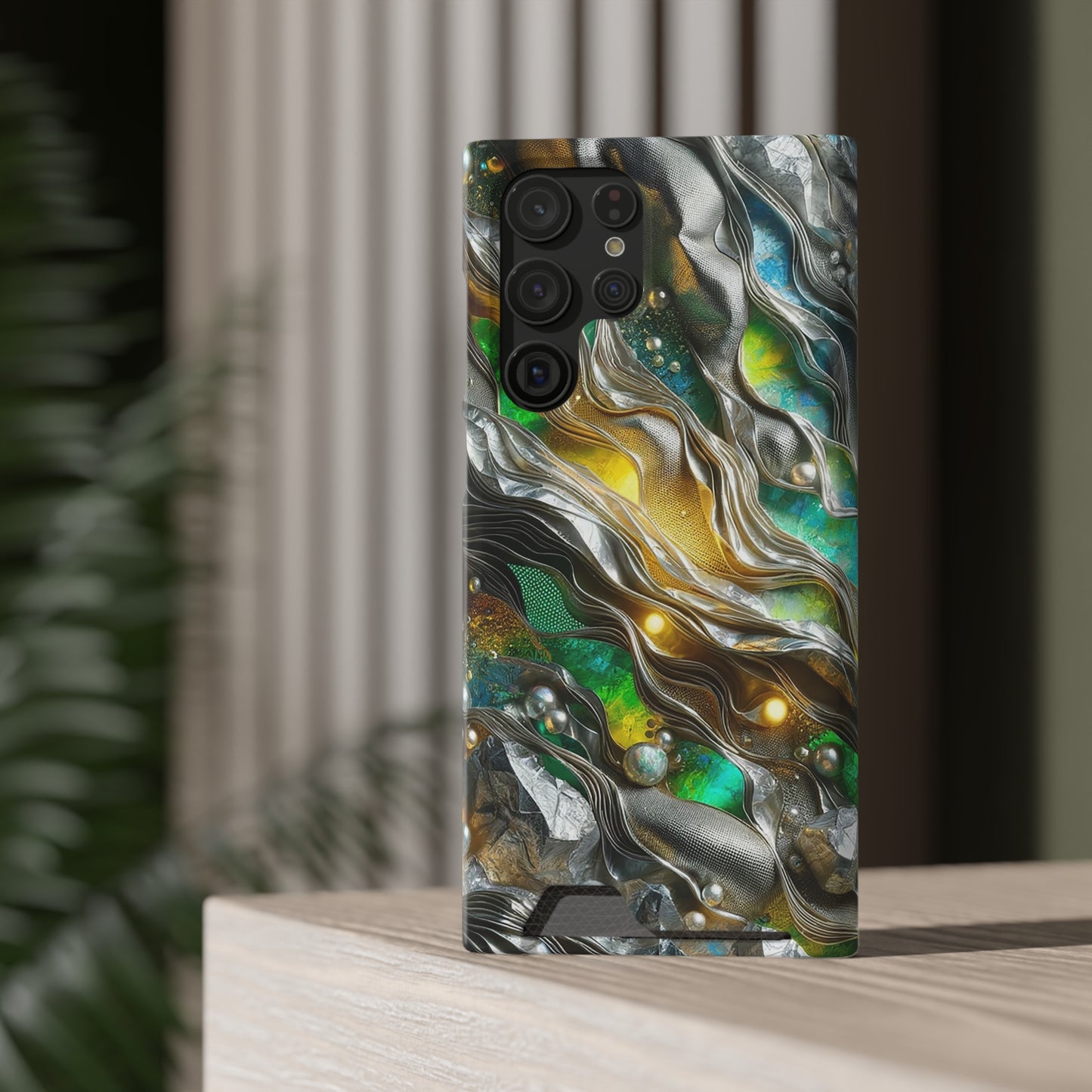 Phone Case with Card Holder - Chromatic Ribbons ©2024