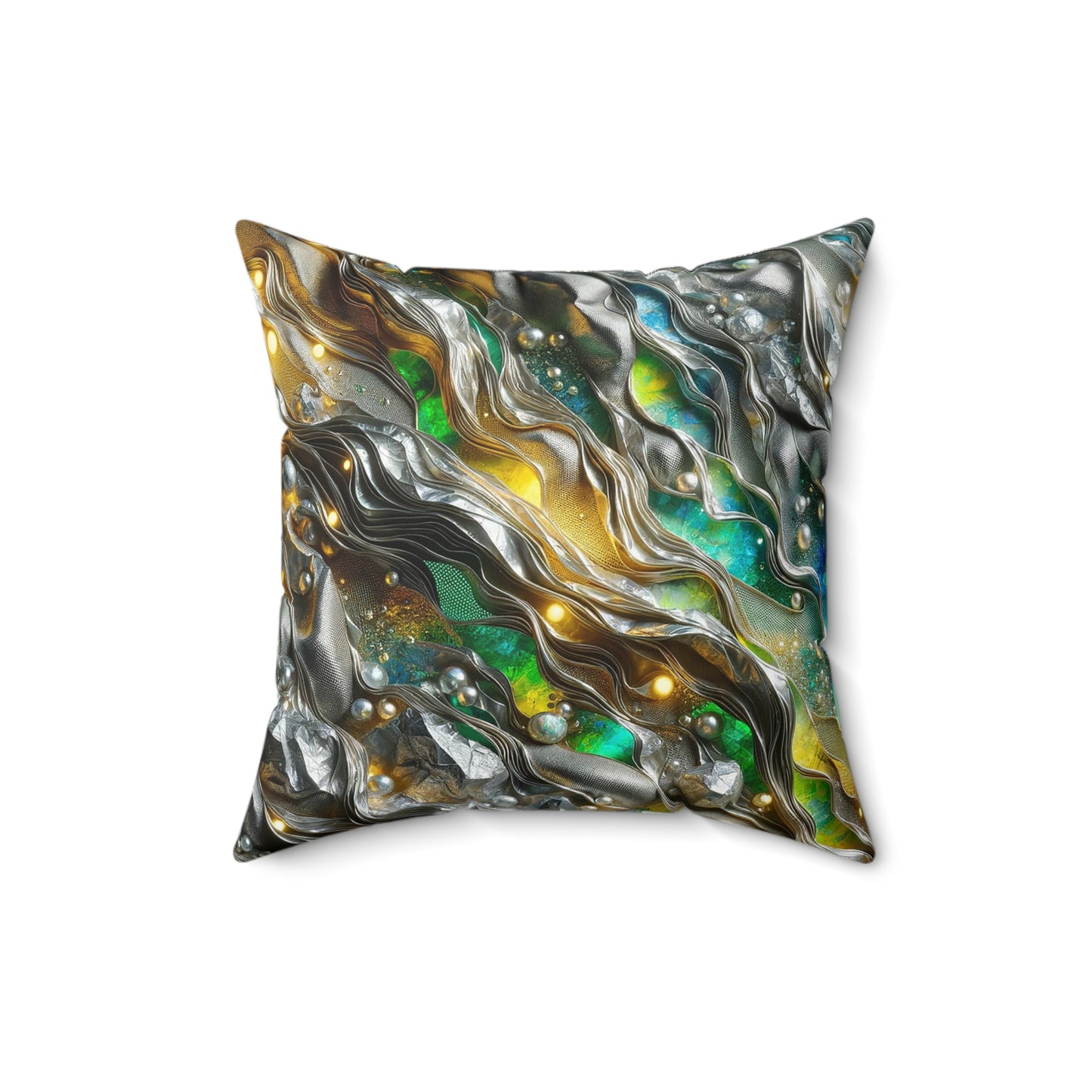 Spun Polyester Square Pillow - Chromatic Ribbons ©2024