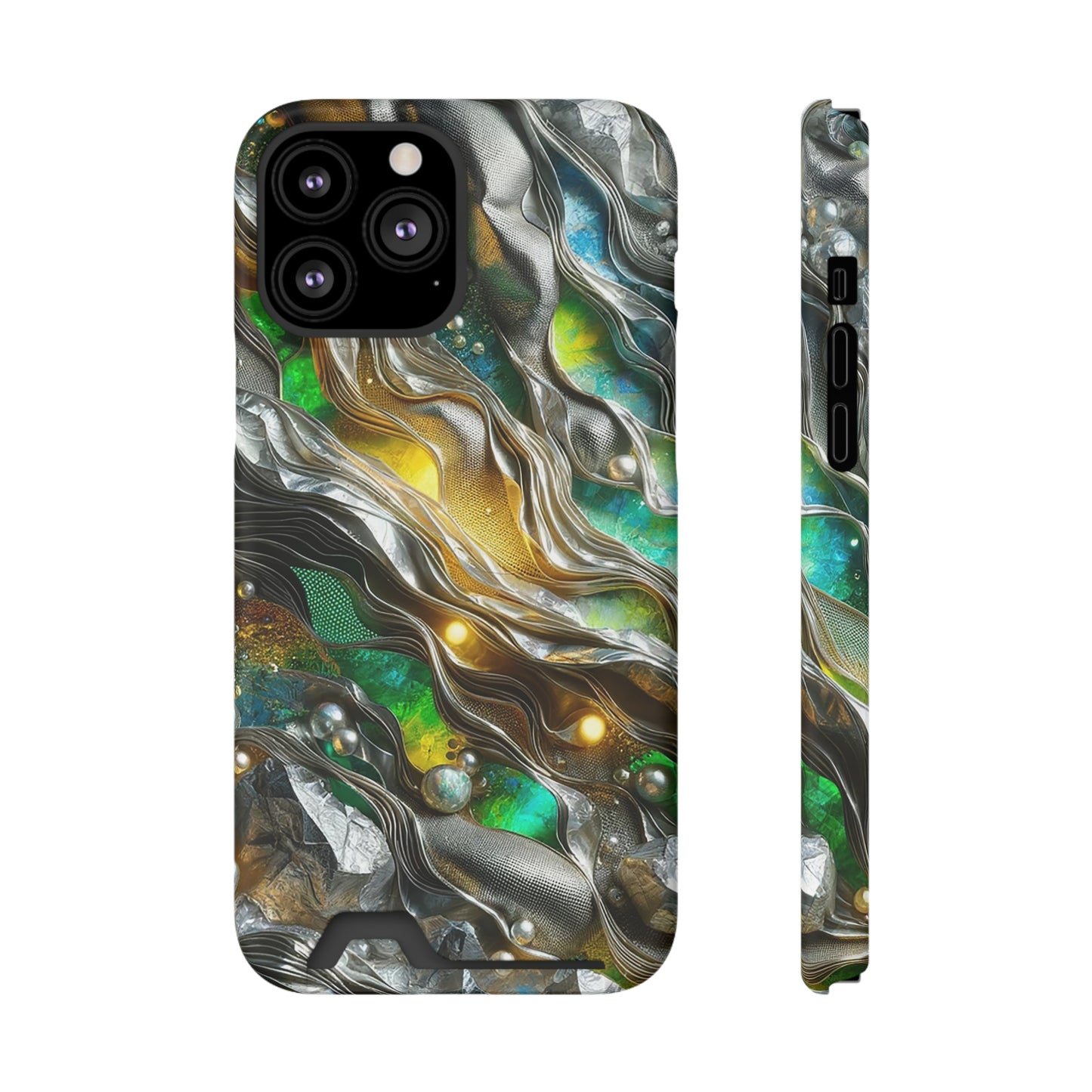 Phone Case with Card Holder - Chromatic Ribbons ©2024