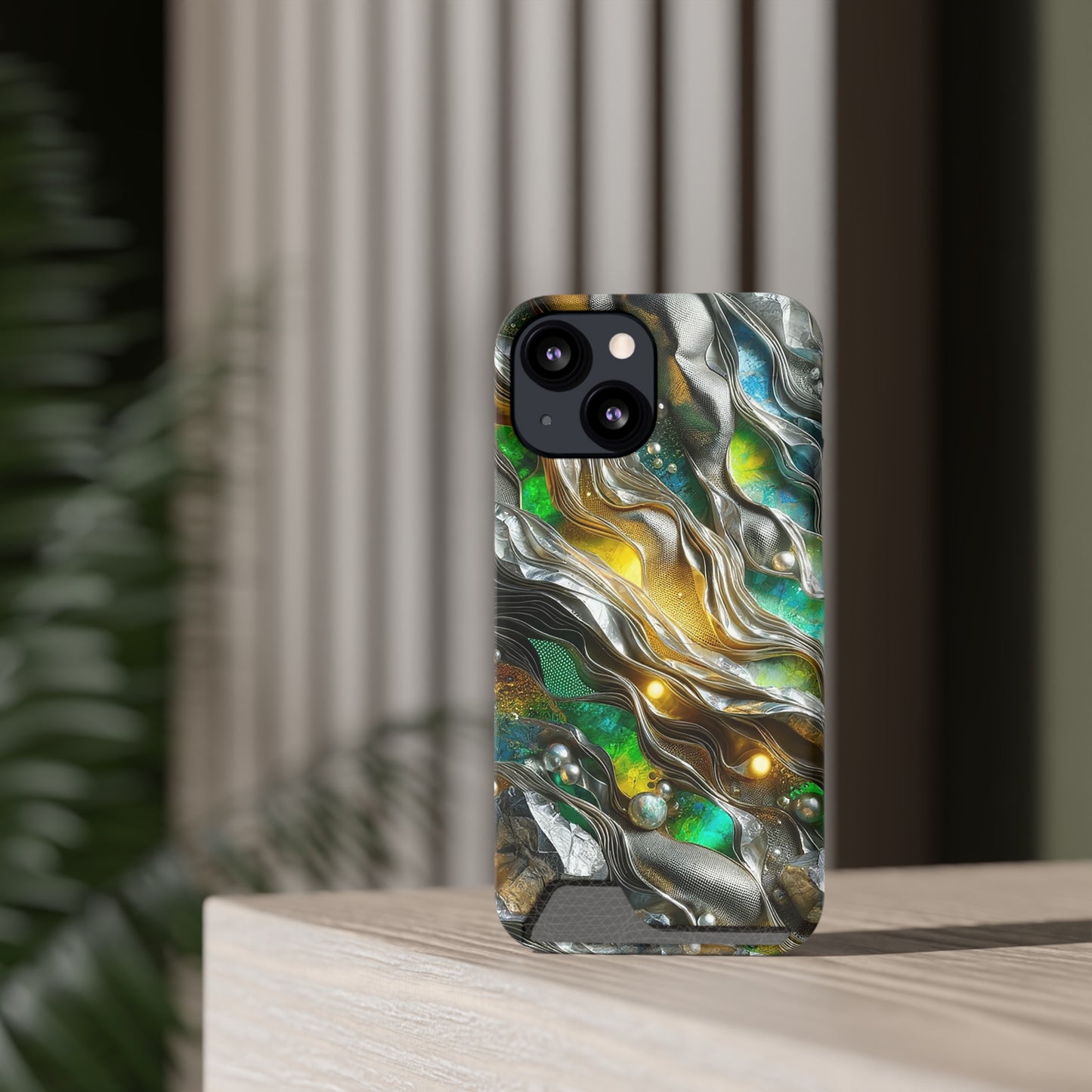 Phone Case with Card Holder - Chromatic Ribbons ©2024