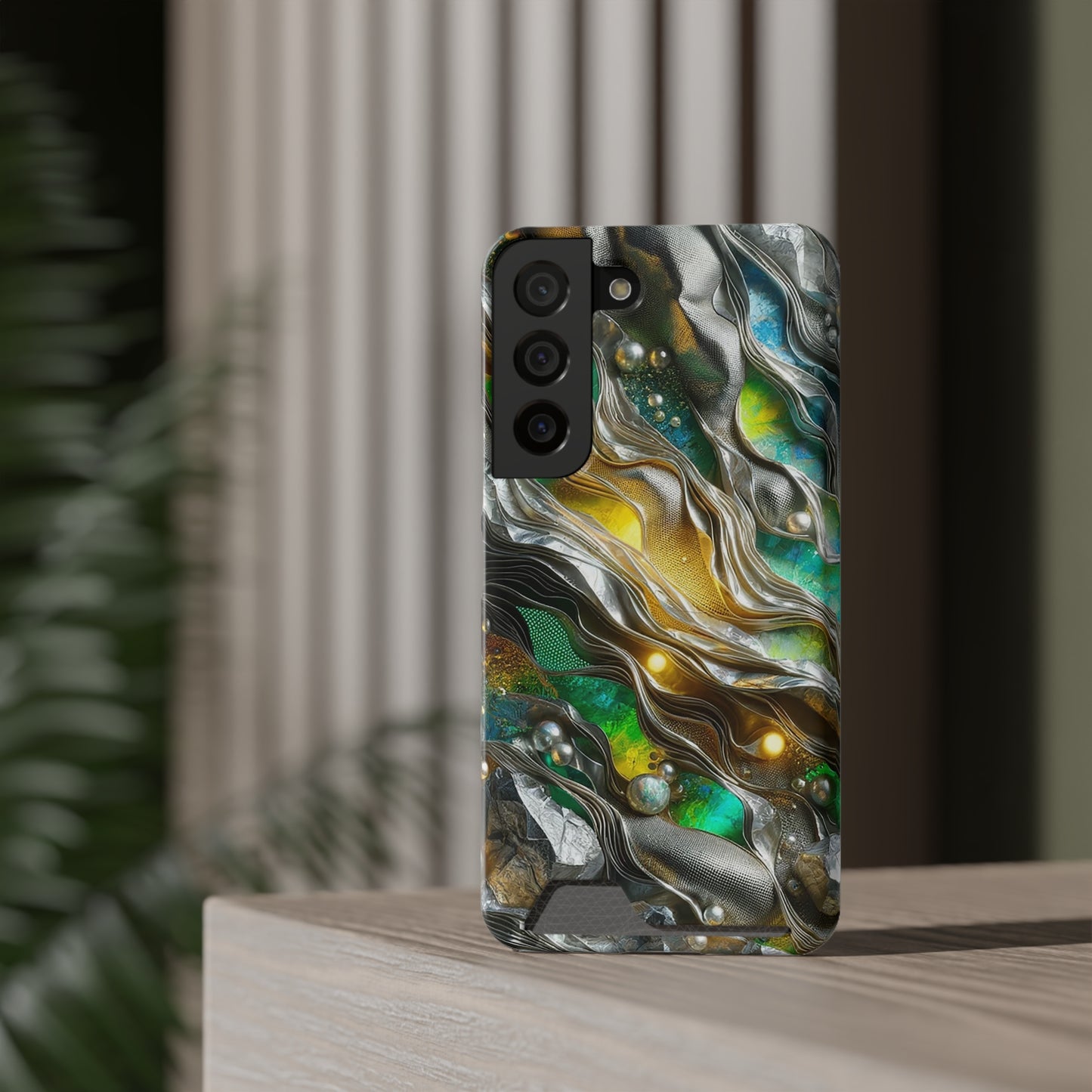 Phone Case with Card Holder - Chromatic Ribbons ©2024