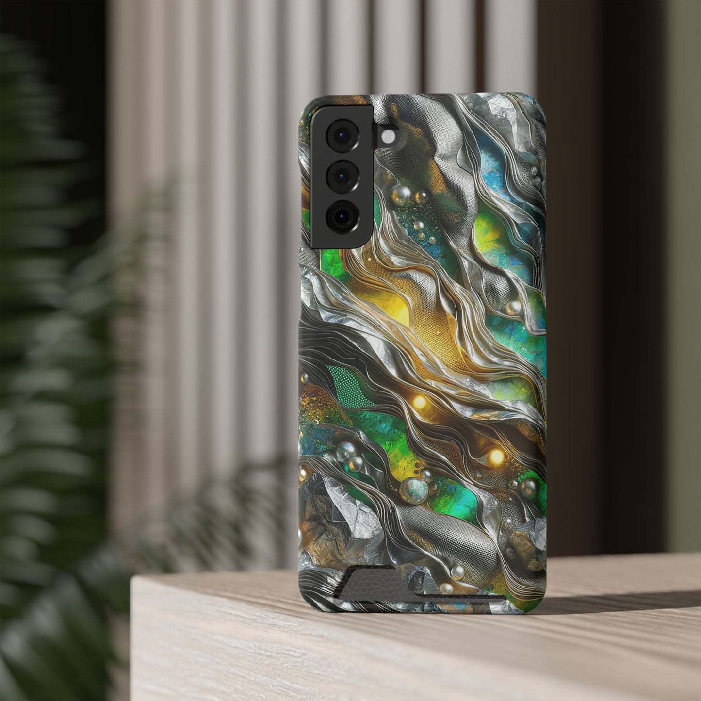 Phone Case with Card Holder - Chromatic Ribbons ©2024