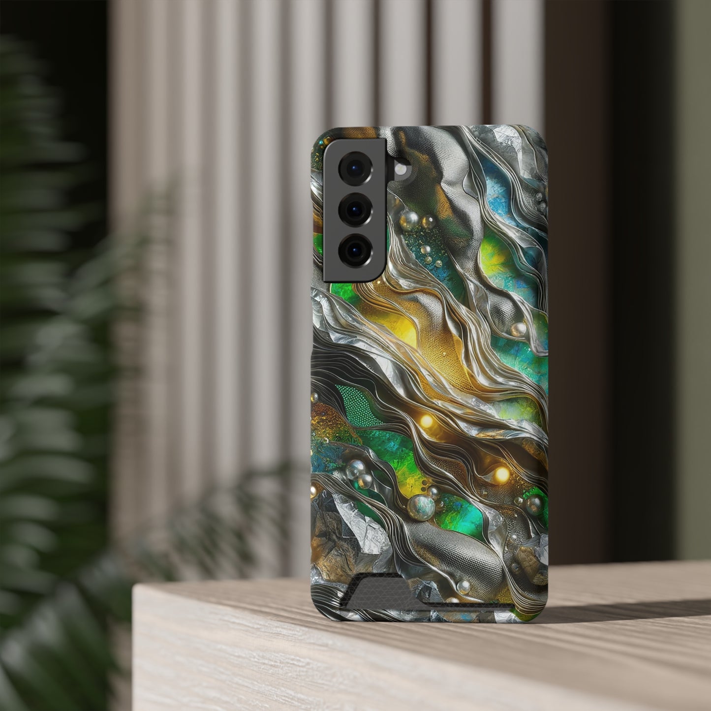 Phone Case with Card Holder - Chromatic Ribbons ©2024
