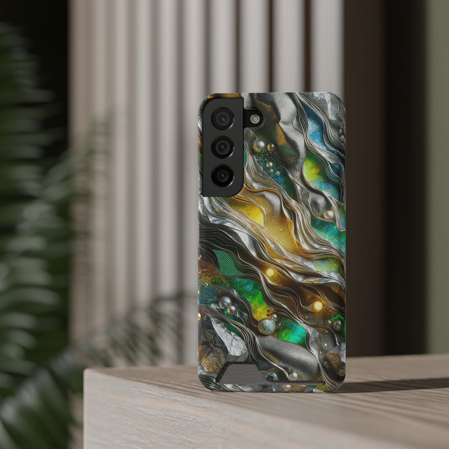 Phone Case with Card Holder - Chromatic Ribbons ©2024