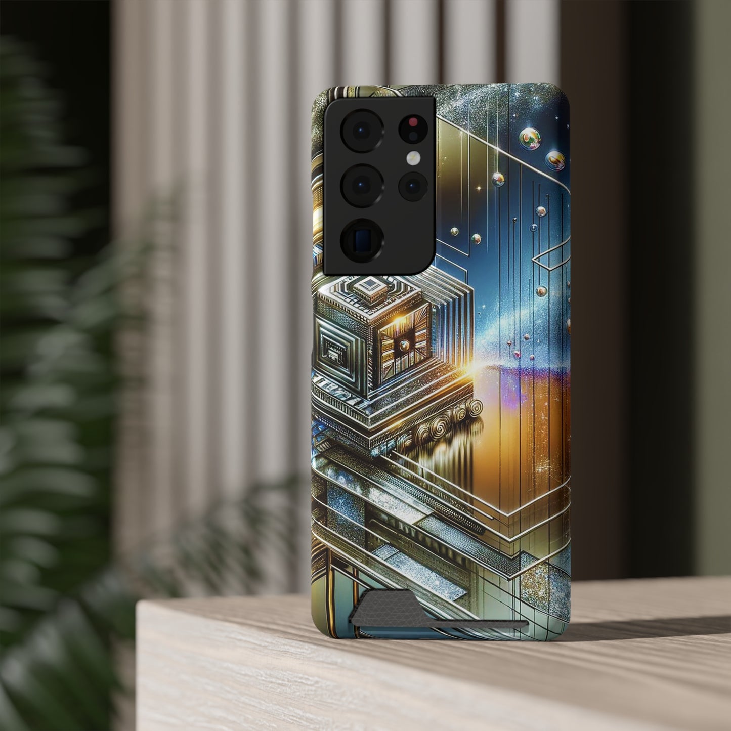 Phone Case with Card Holder - Cosmic Cube ©2024